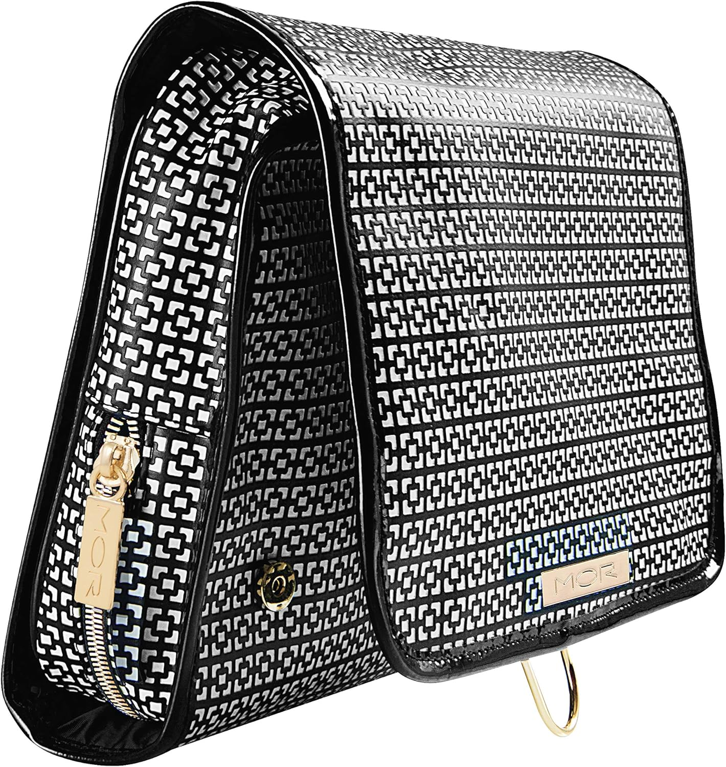 MOR Boutique London Hanging Fold Out Cosmetic Bag, Black/White, 405G image number 1