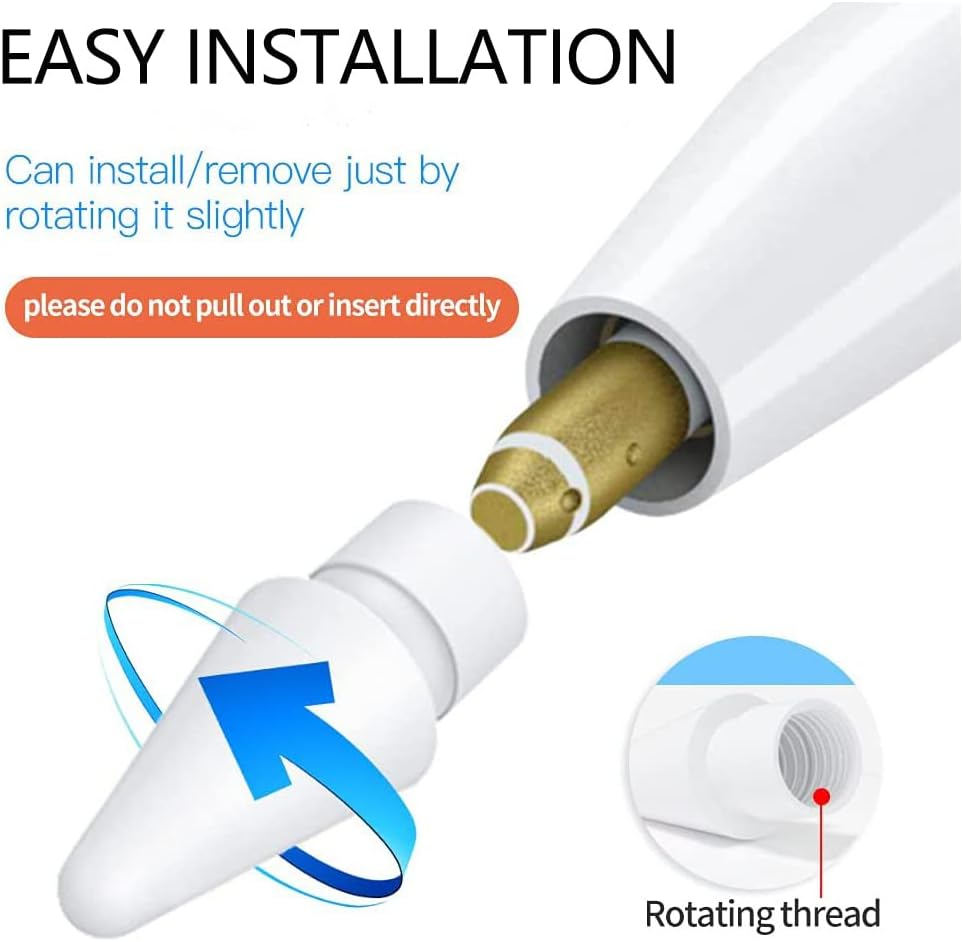 【5 Pack】 Tips for Apple Pencil Tips,Replacement Pen Nibs,Compatible with Apple Pencil 2Nd Gen& 1St Gen,High Sensitivity and Durable Pencil Tips for Ipad&Ipad Pro&Ipad Air Pencil, White