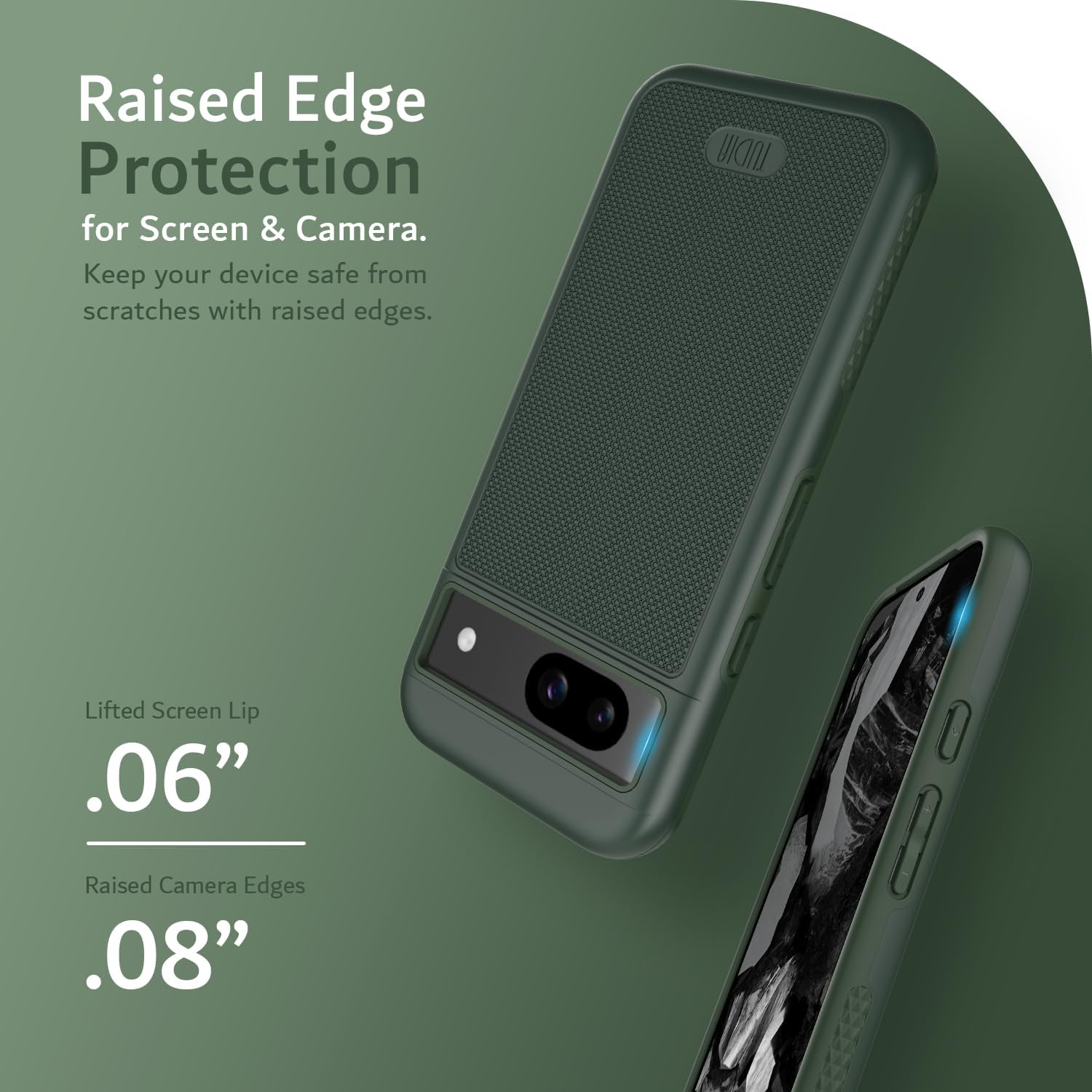TUDIA Dualshield Grip Designed for Google Pixel 8A Case (2024), [Mergegrip] Military Grade Dual Layer Shockproof Slim Tough Non-Slip Heavy Duty Protective Phone Case Cover (Pine Green)
