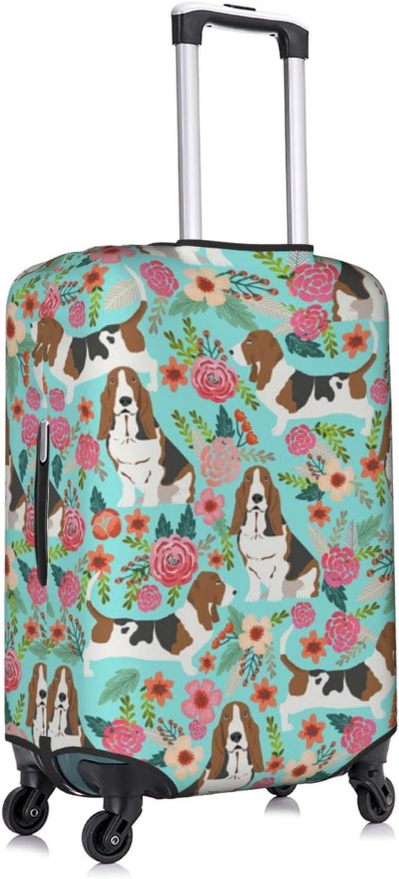Sweet Basset Hound Florals Luggage Cover Anti-Scratch Suitcase Protector Fits 18-32 Inch Luggage image number 6