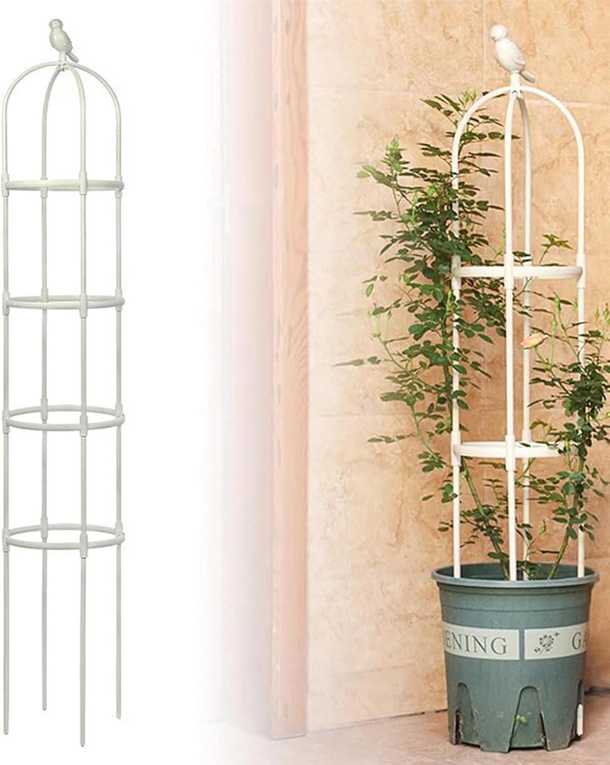 Anothera Garden Trellis for Climbing Plants 6Ft Outdoor Tower Obelisk Garden Trellis Tall Potted Plants Support Flowers （White）