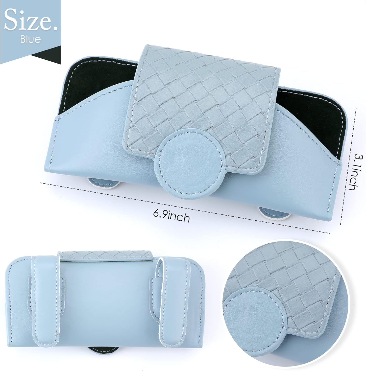 KINIVA Sunglass Holder for Visor - Leather Glasses Case with Clips for Interior Accessories - All Car Models image number 3