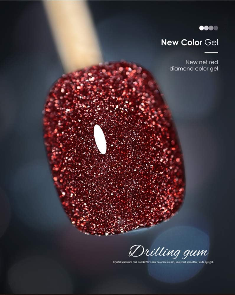 Joligel Glitter Gel Nail Polish Set 6Pcs Diamond Shine Super Sparkly Red Purple Blue Silver Gold Green, Soak off UV LED Gel Polish Manicure Nail Lacquer Kit, 10ML Each Bottle image number 1