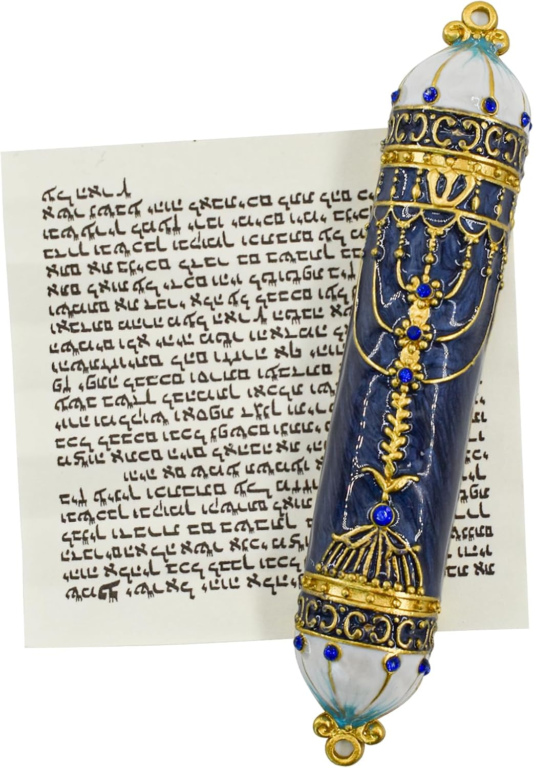 Mrmrkura Mezuzah with Scroll for Door, Enamel&Zinc Alloy Blessing Mezuzah Case, Colored Painted Mezuzha Scroll Kosher for Jewish Gifts/Jewish Decor, Christmas (Red and Gold)