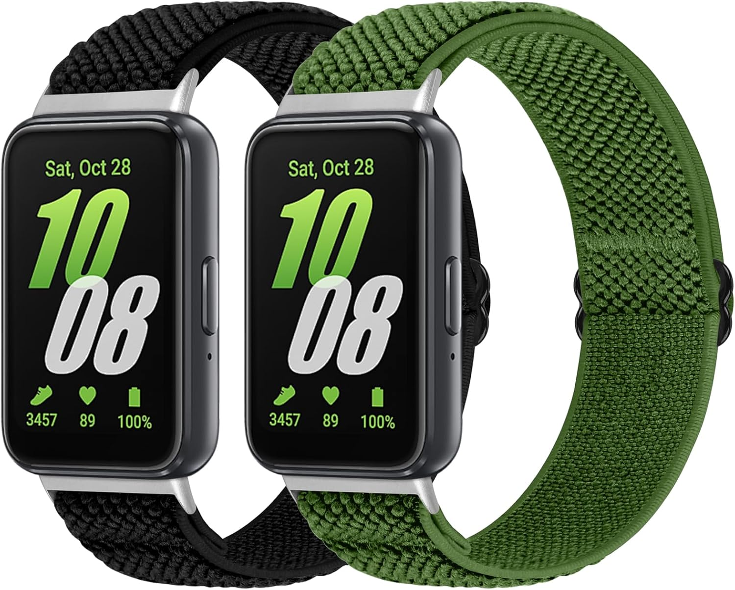 2 Pack Elastic Band Compatible with Samsung Galaxy Fit 3, Adjustable Solo Loop Breathable Nylon Sport Band for Woman Man