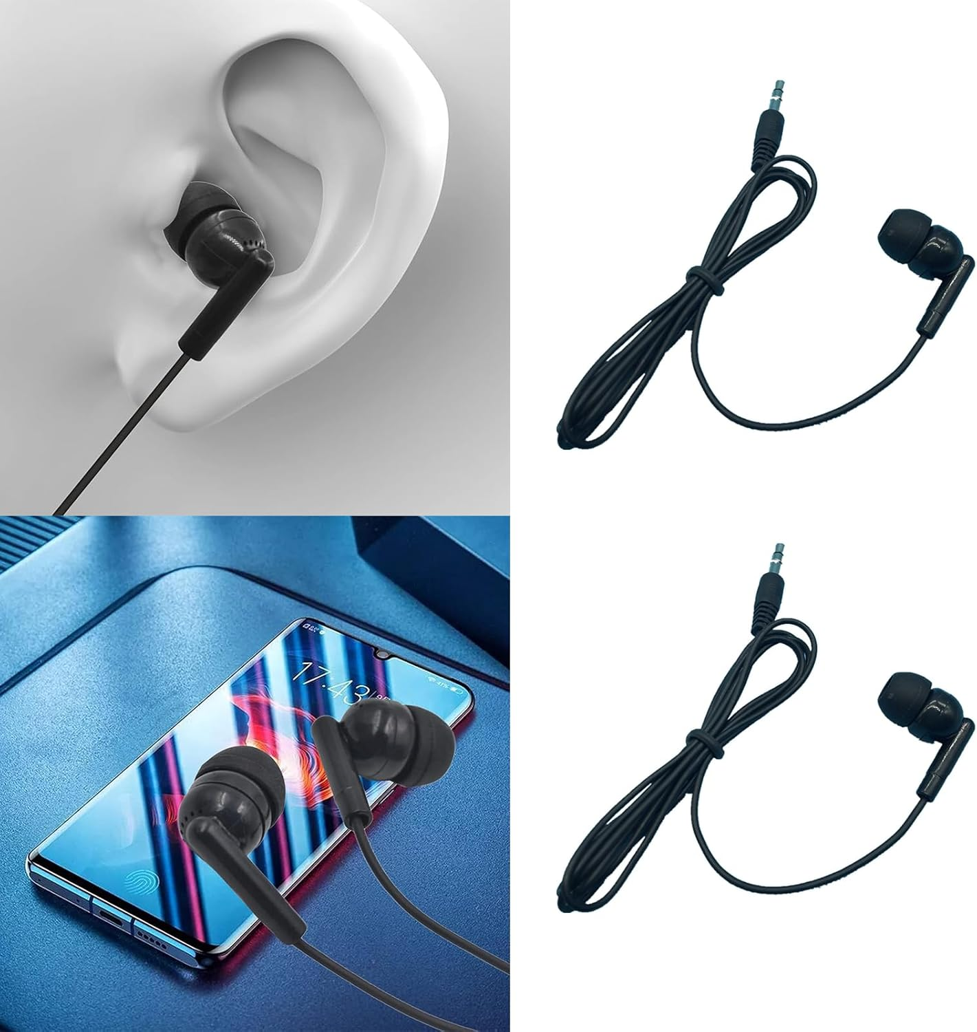 Rakiuty Single-Sided In-Ear Mono Earbuds, 3.5 Mm Connector, Durable and Compatible with Smartphones, MP3/MP4 Players, Laptops, Tablets, Headphones for Tour Guides - Single-Ear Use