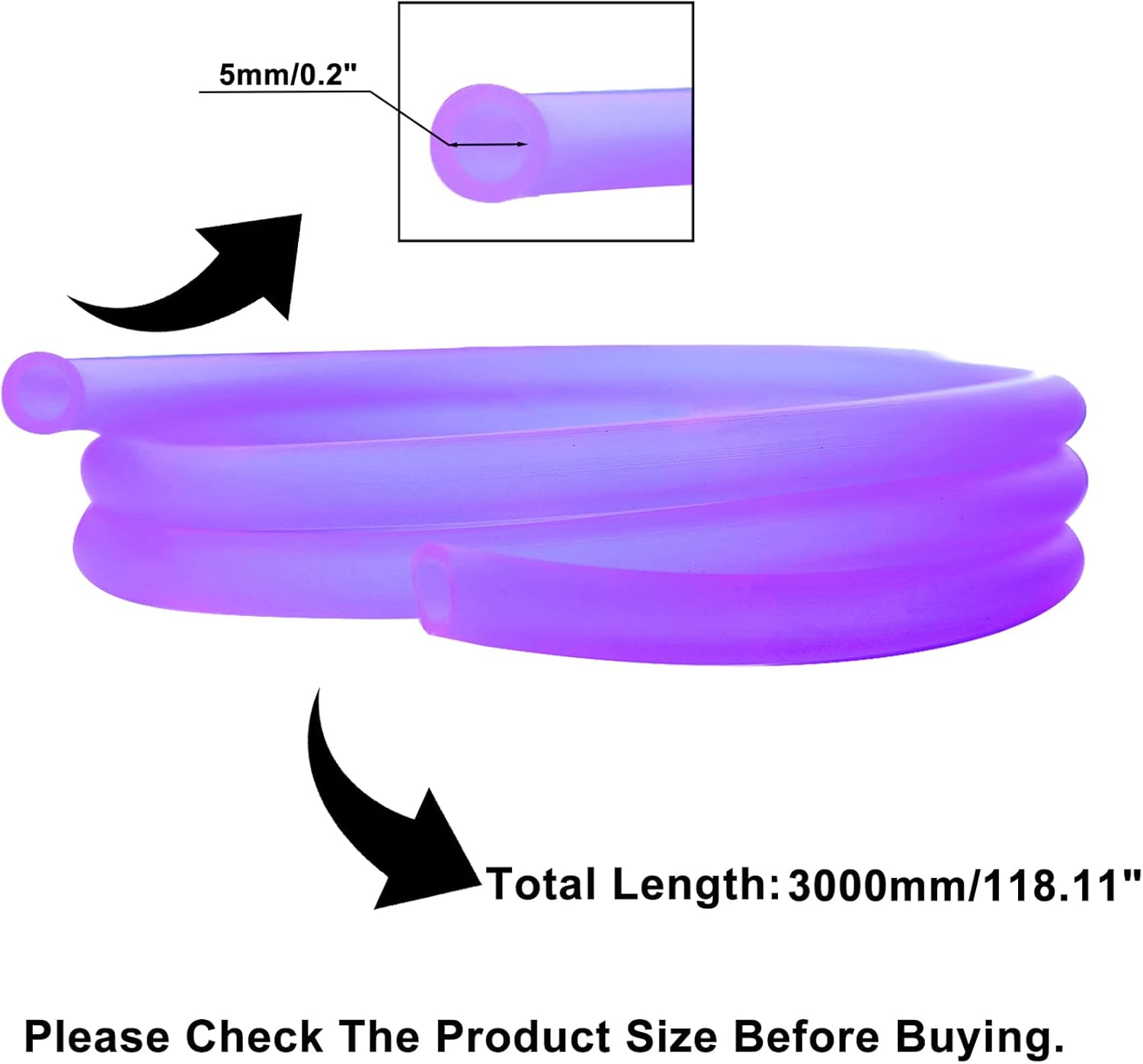 0.2''X118''(5Mm X 3M) Universal Fuel Vent Line Hose Petrol Gas Oil Tube Pipe Repleacment for ATV Dirt Bike Go Kart Moped Pocket Bike Purple image number 2