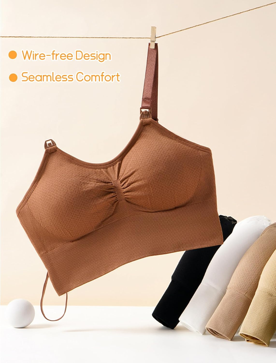 KEOYA Women&rsquo;S Pregnancy Wireless Bralette Breastfeeding Seamless Support Sports Maternity Bras Sleep Bralette with Extenders image number 4