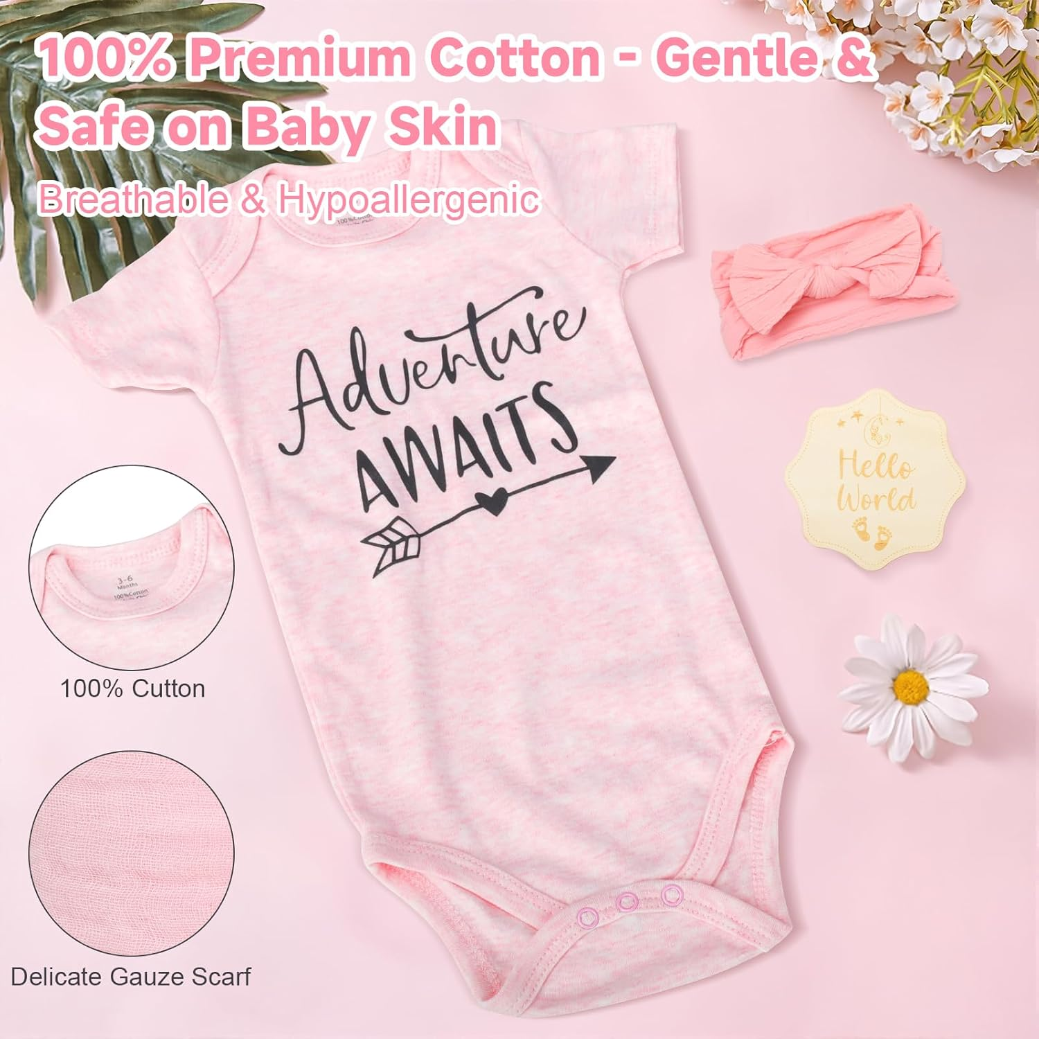 Baby Boy Gifts Basket for Newborn, 16Pcs Baby Shower Gifts Including Pink Clothes, Blanket, Bibs, Socks, Keepsake Card, Unique Baby Shower & Newborn Gift Idea image number 4