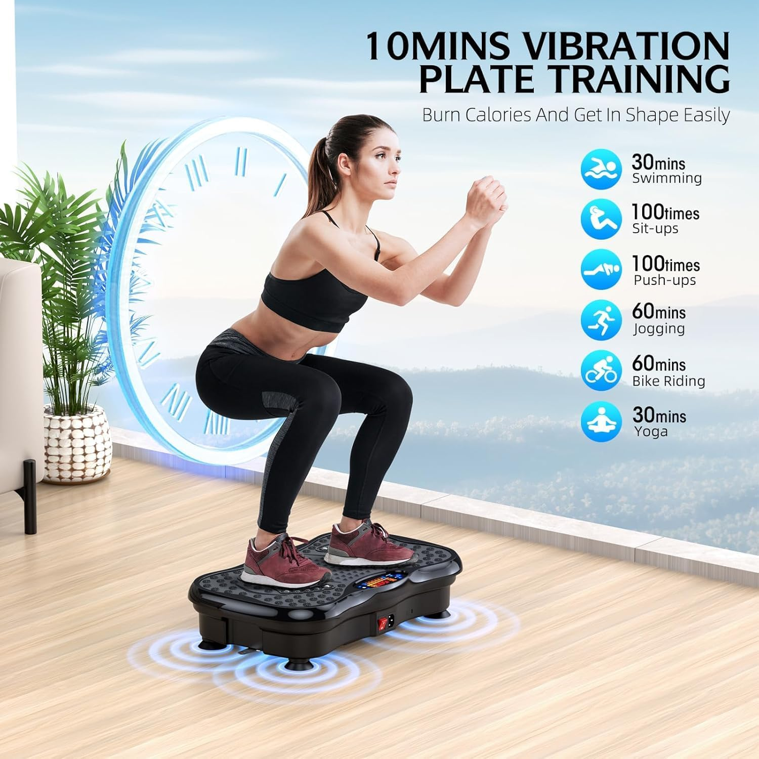 Vibration Plate Exercise Machine with Bluetooth Speaker, Vibration Plate Platform for Lymphatic Drainage, 120 Adjustable Speeds Power Vibrating Plate Helps Weight Loss, Shaping