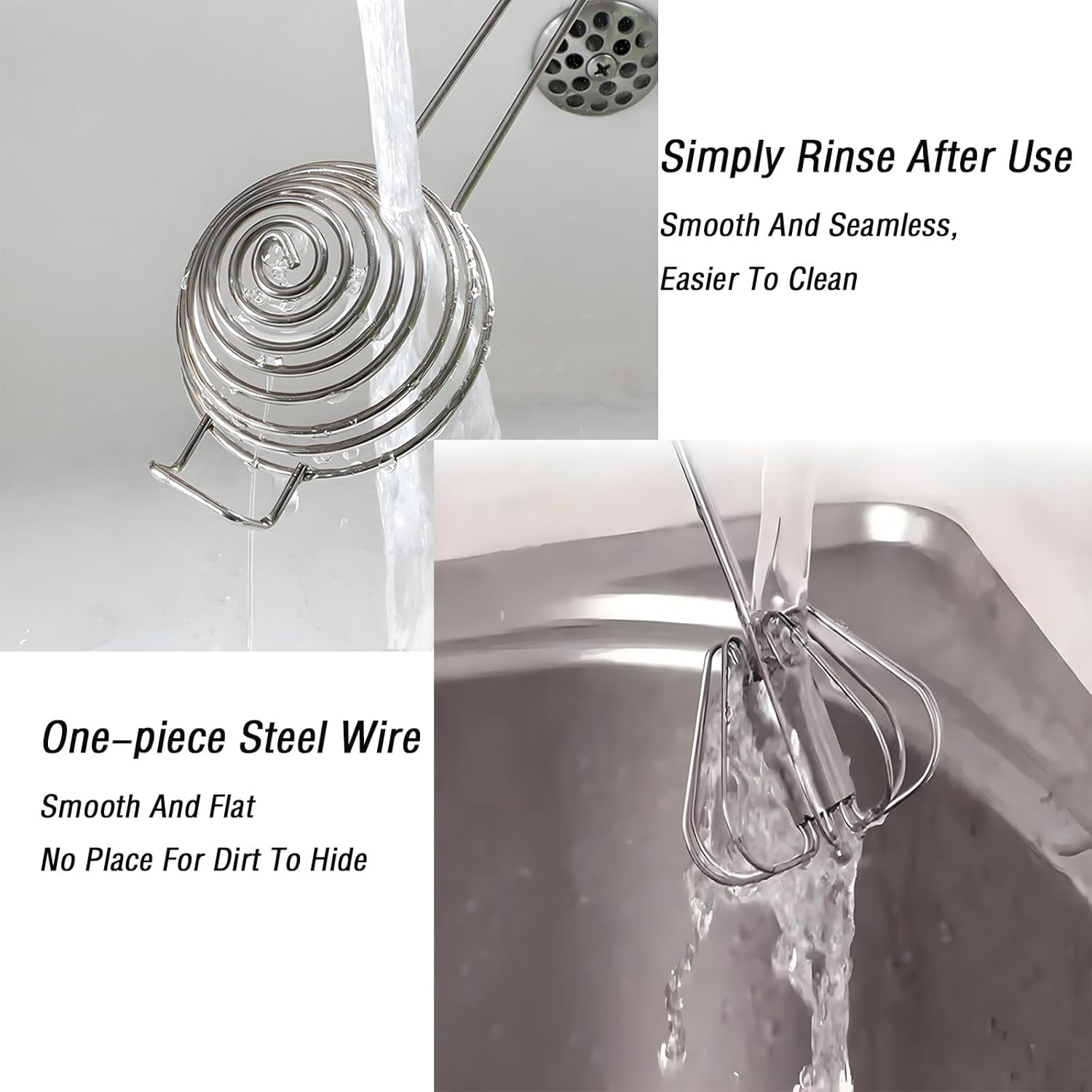 MYTOAU 2PCS Egg Separator Stainless Steel Egg Whisk, Stainless Steel Egg Separator Egg Yolk Separator Egg White Separator Hand Push Rotary Whisk Egg Beater Mixer for Kitchen Baking Tools image number 3