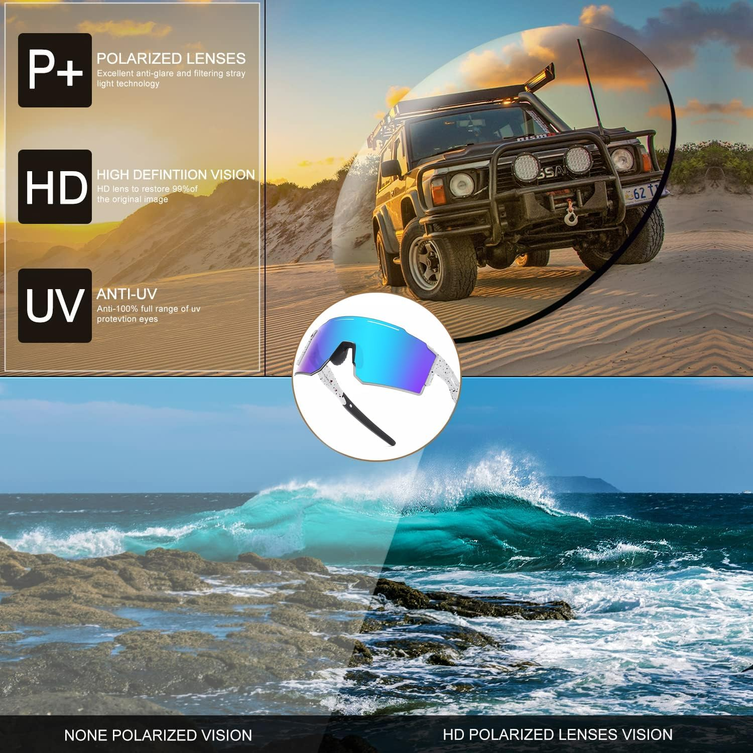 Polarized Sunglasses Mens Women Sports Sun Glasses Running Cycling Fishing Golf Driving image number 5