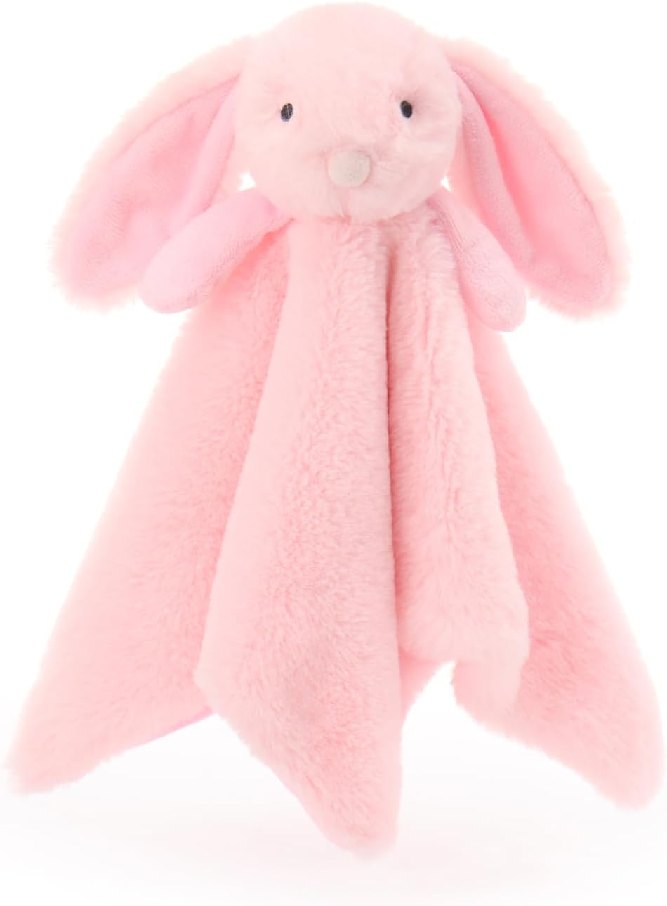 Apricot Lamb Stuffed Animals Pink Bunny Rabbit Security Blanket Infant Baby Lovey (Pink Bunny, 13 Inches) image number 3