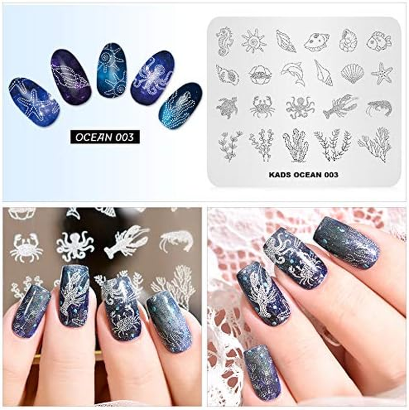 Nail Stamping Plate Theme Ocean Picture Design Templates Life Marine Alga Shell Pattern Manicure Print DIY Nail Art Tools image number 1