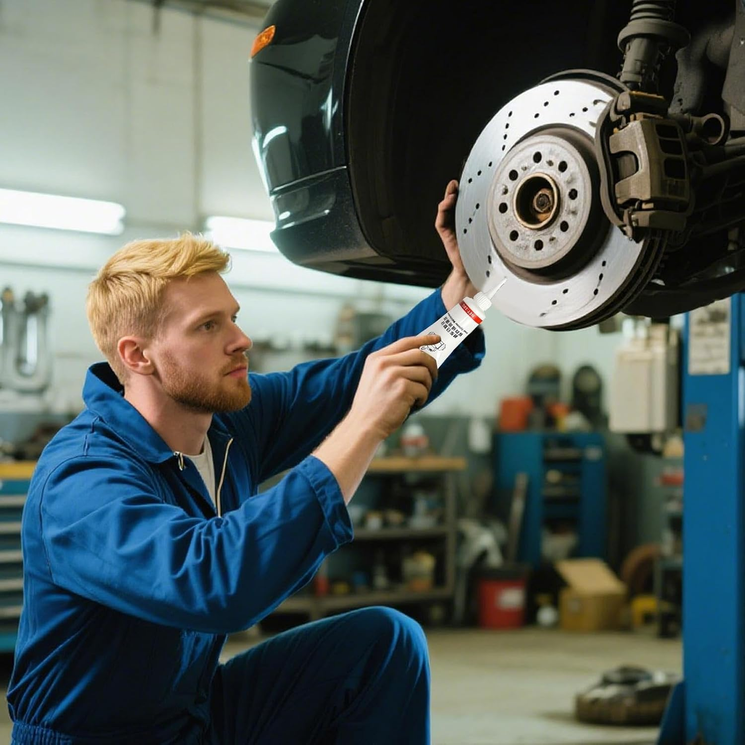 Brake Grease - Rust Squeal Eliminating Brake Lubricant - Squeal Stopper Lube Long-Lasting Moisture Proof for Installation Slot Piston Maintenance image number 2