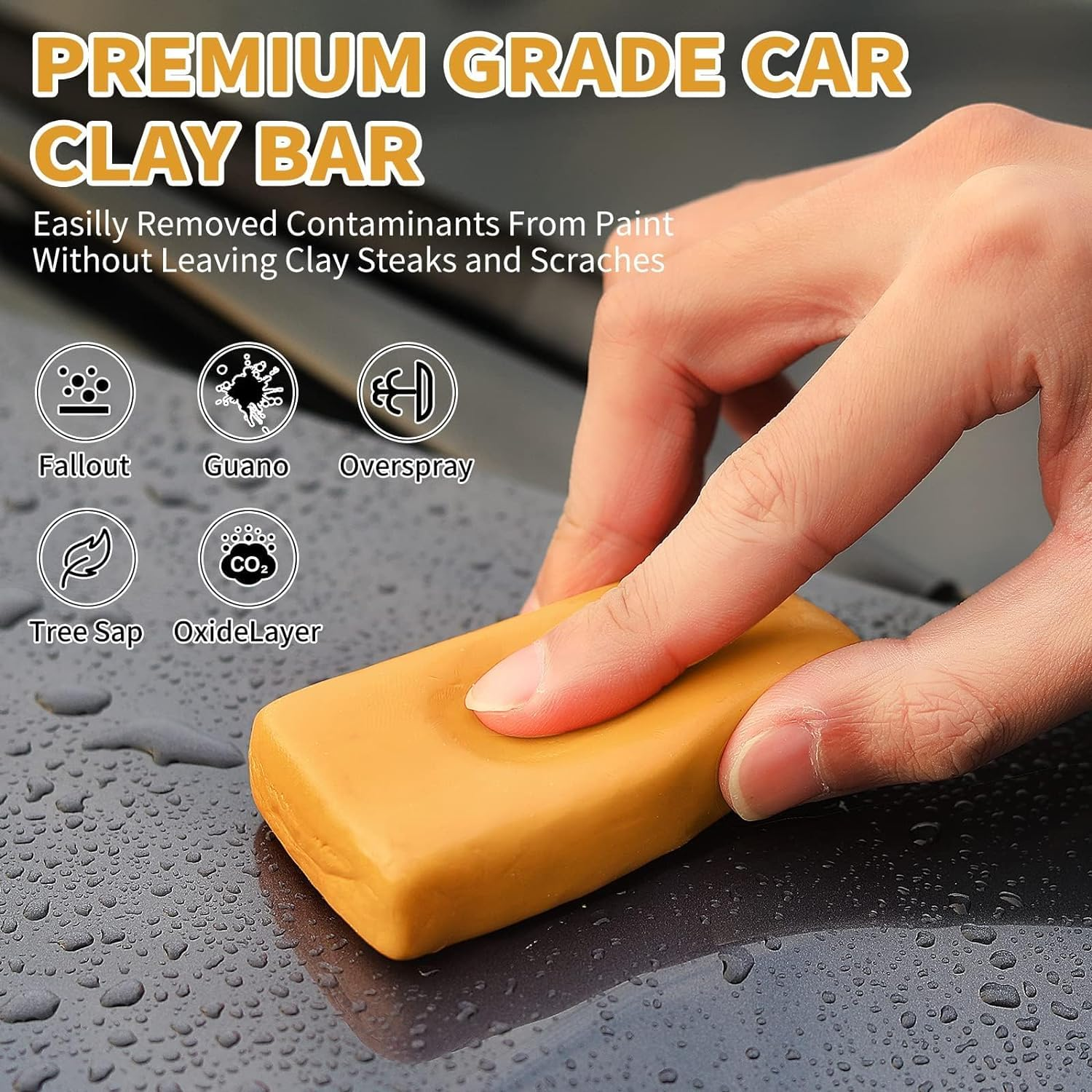 Wontolf Heavy Duty Clay Bar System for Car Detailing, Kit Includes 4 Ultra Fine Clay Bars, Luber Synthetic Lubricant, Microfiber Towel image number 5