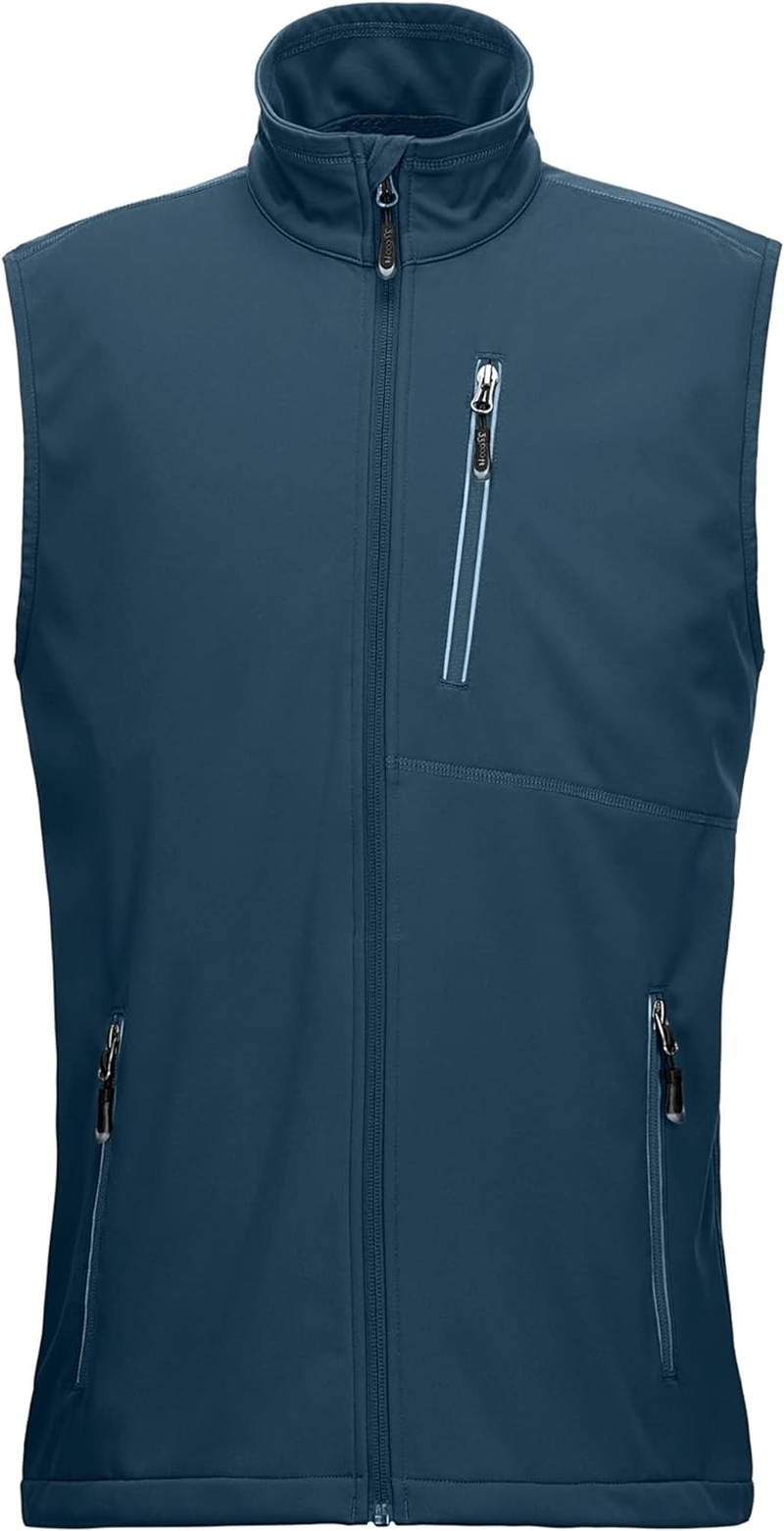 33,000Ft Men'S Lightweight Softshell Gilet, Windproof Warm Outerwear Vest Reflective Sleeveless Jacket for Cycling Running Hiking Golf Work