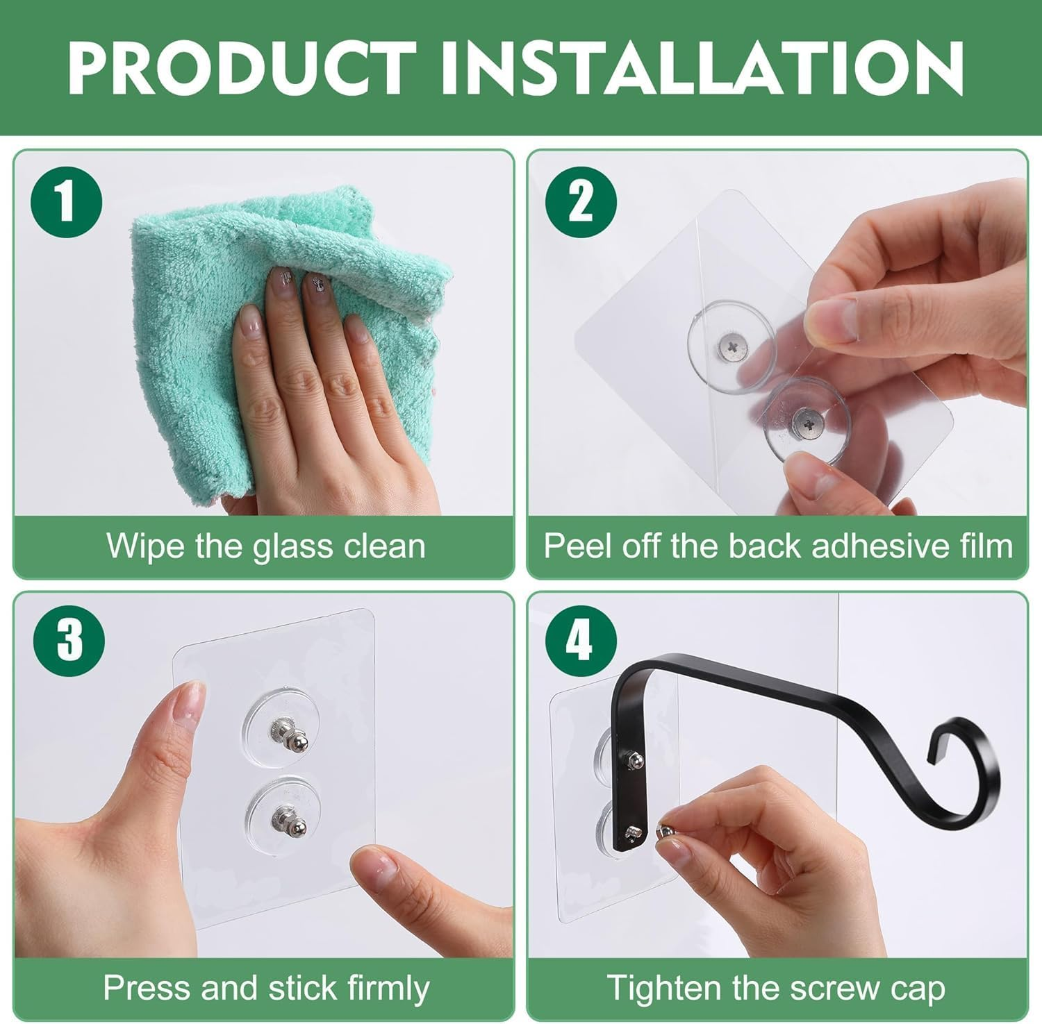 3 Pcs Window Bird Feeder Hooks - Heavy Duty Hanging Brackets for Bird Feeders, Wind Chimes & Plants, Strong Load-Bearing, Window Mounted