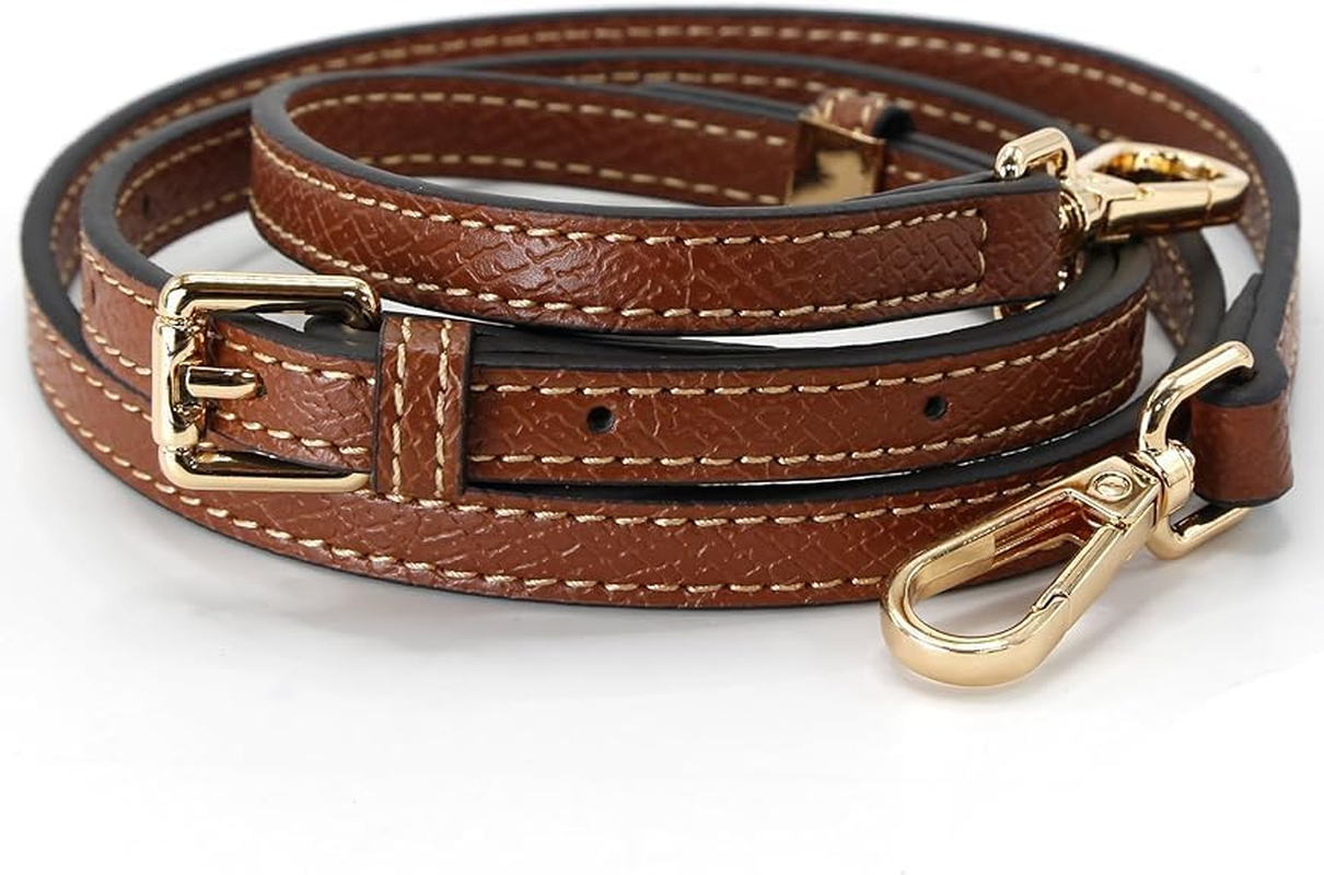 Strap for Mini Bag, Leather Crossbody Bag Strap Kit, Purse Straps Replacement Crossbody 1.2M Brown-Gold image number 5