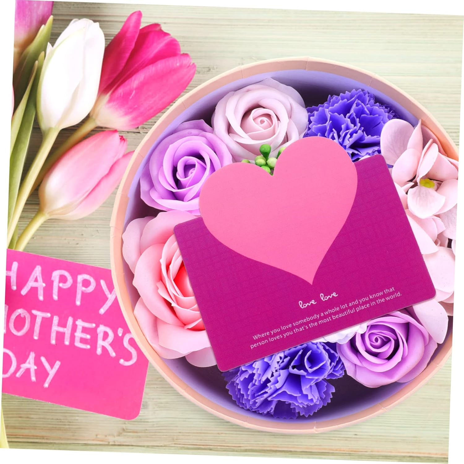 Healeved Soap Flower Ornament Fake Floral Soap for Mother'S Day Elegant Present Set - Pink image number 2