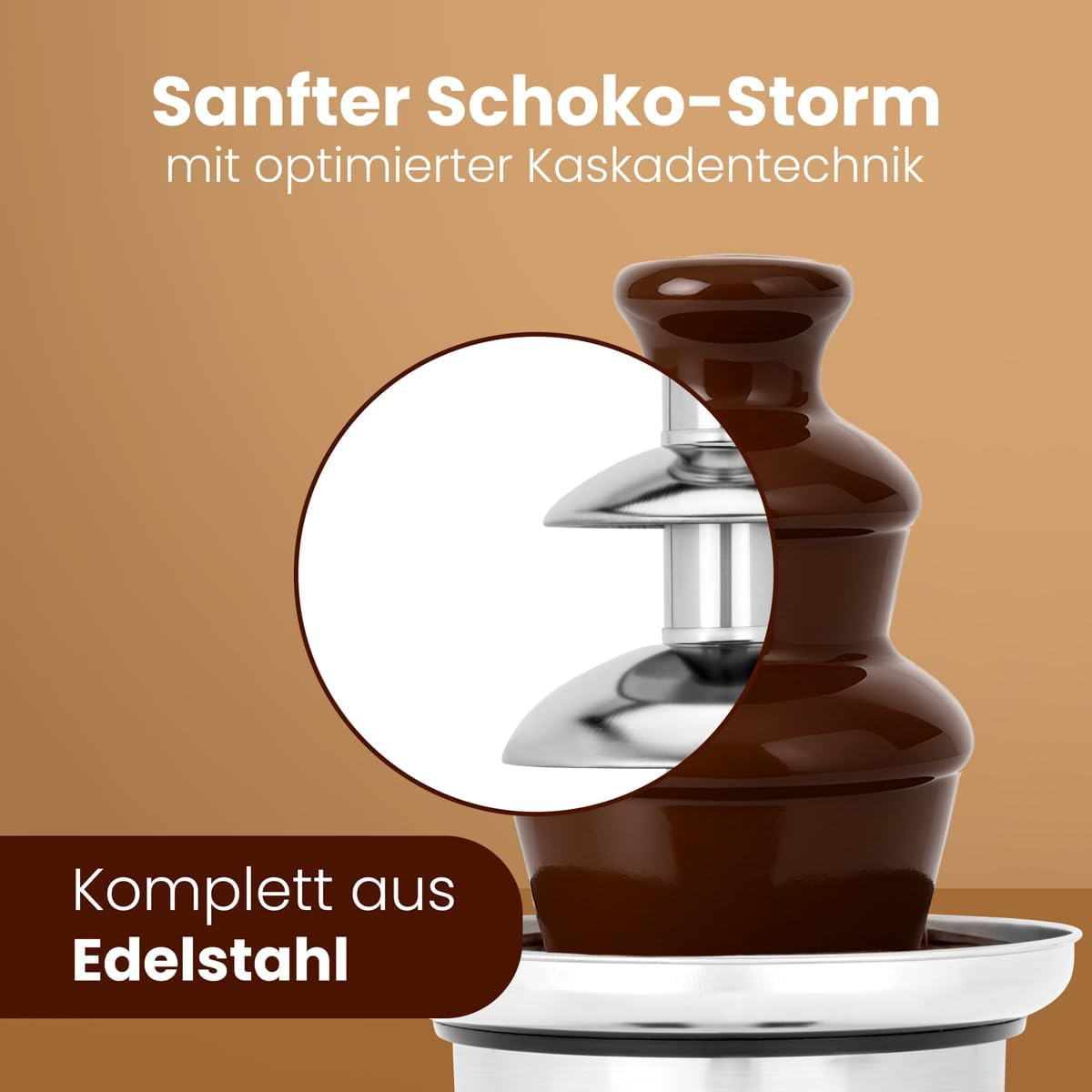 Clatronic&reg; SKB 3248 Chocolate Fountain with Excellent Chocolate Flow, for Fruits and Pastries, Easy to Clean, Chocolate Fountain with Melting Function, Small Chocolate Fountain image number 2