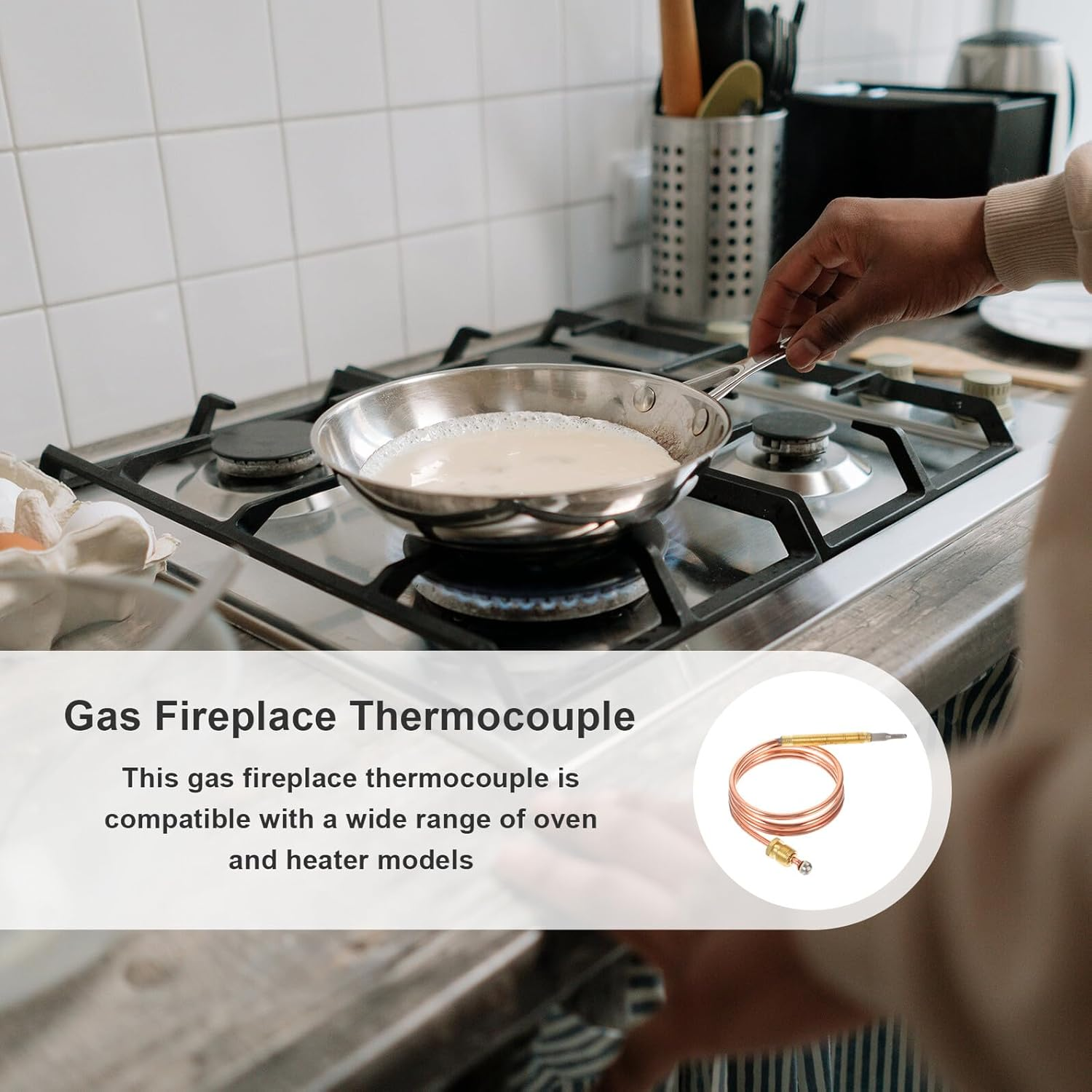 Gadpiparty Fireplace Thermocouple Temperature Sensor for Stove Oven BBQ Grill Replacement Threaded Thermocouple Probe for Precise Temperature Control and Safety Protection image number 4