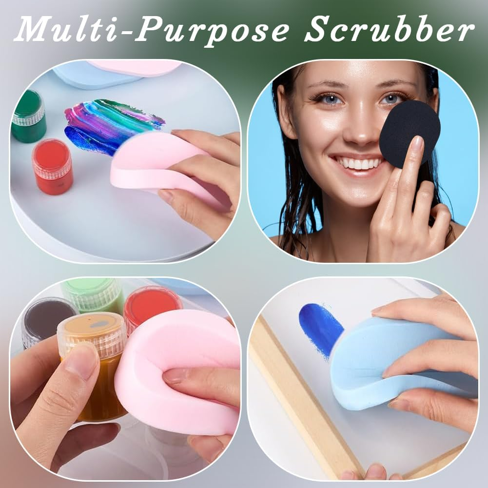 GORGECRAFT Pack of 4 Face Wash Sponges Reusable Sponges for Make-Up Removal Oval Facial Cleansing Sponge Black Makeup Sponges for Foundation Daily Cleaning Gentle Peel image number 5