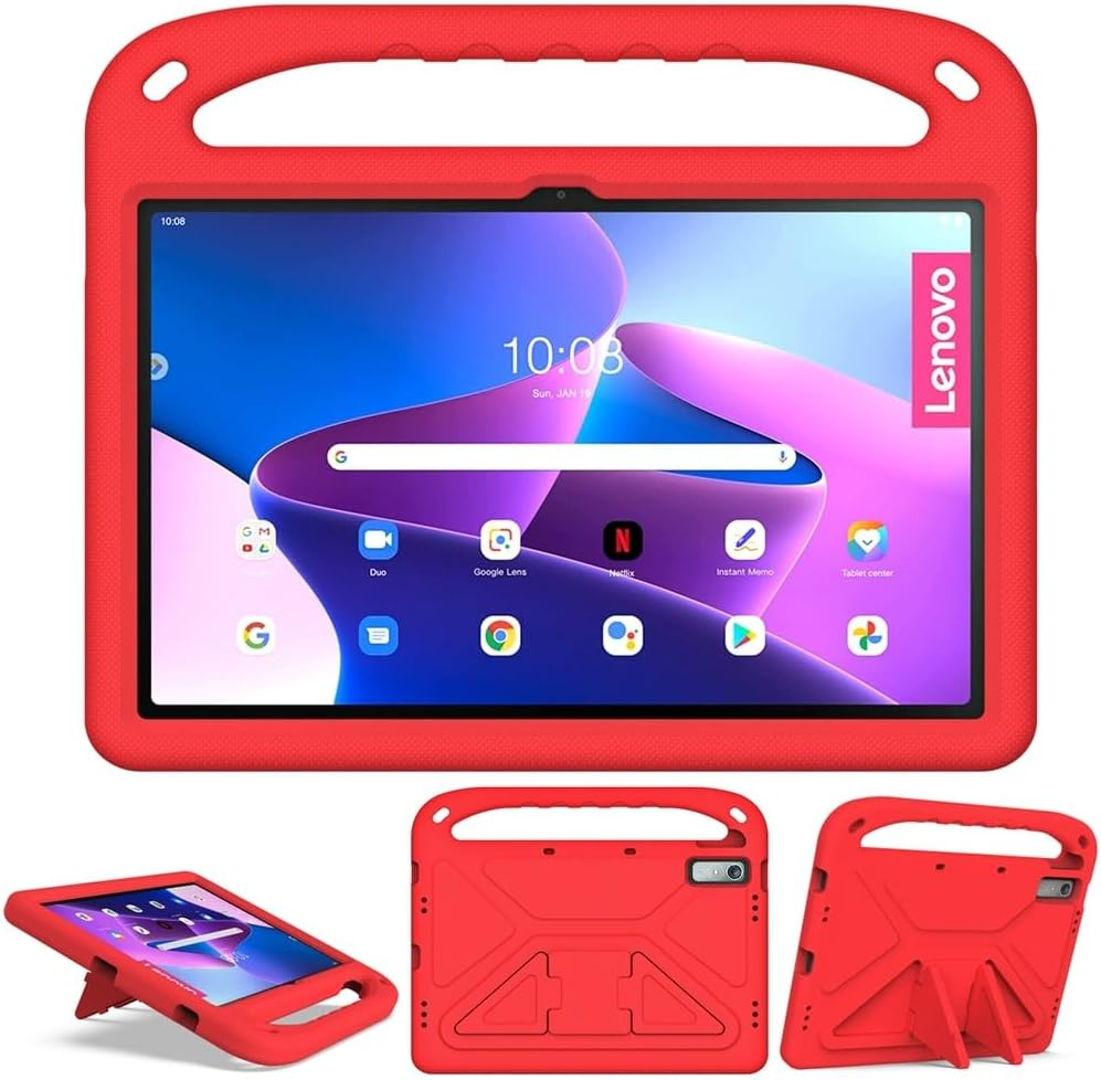 Jarttarn Kids Case Compatible with Lenovo Tab P11 2Nd Gen 11.5 Inch 2023 (TB-350FU/TB-350XU), Light Weight Shock Proof Handle Stand Kids Friendly Protective Cover Case EV a Tablet Case (Red) image number 6