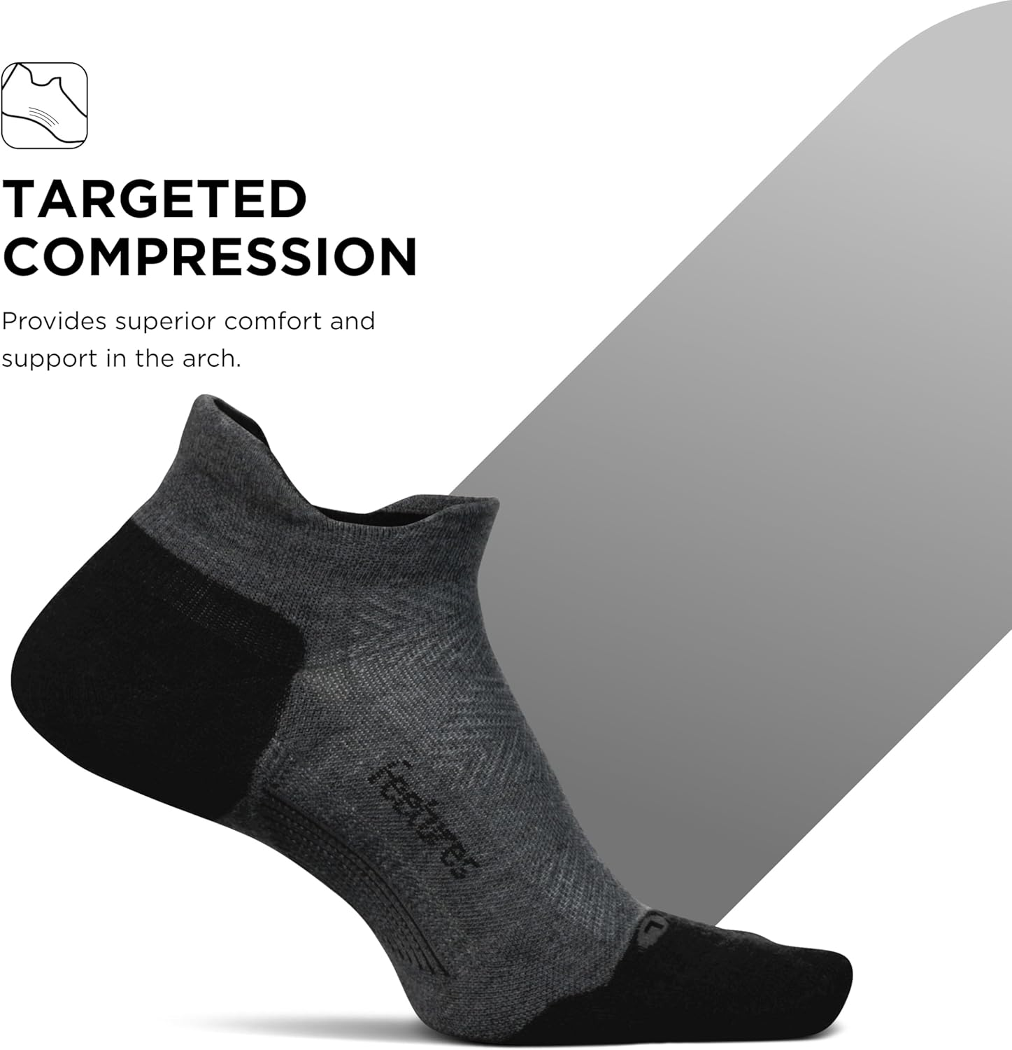 Feetures Elite Max Cushion No Show Tab Ankle Socks - Sport Sock with Targeted Compression - (1 Pair) image number 3