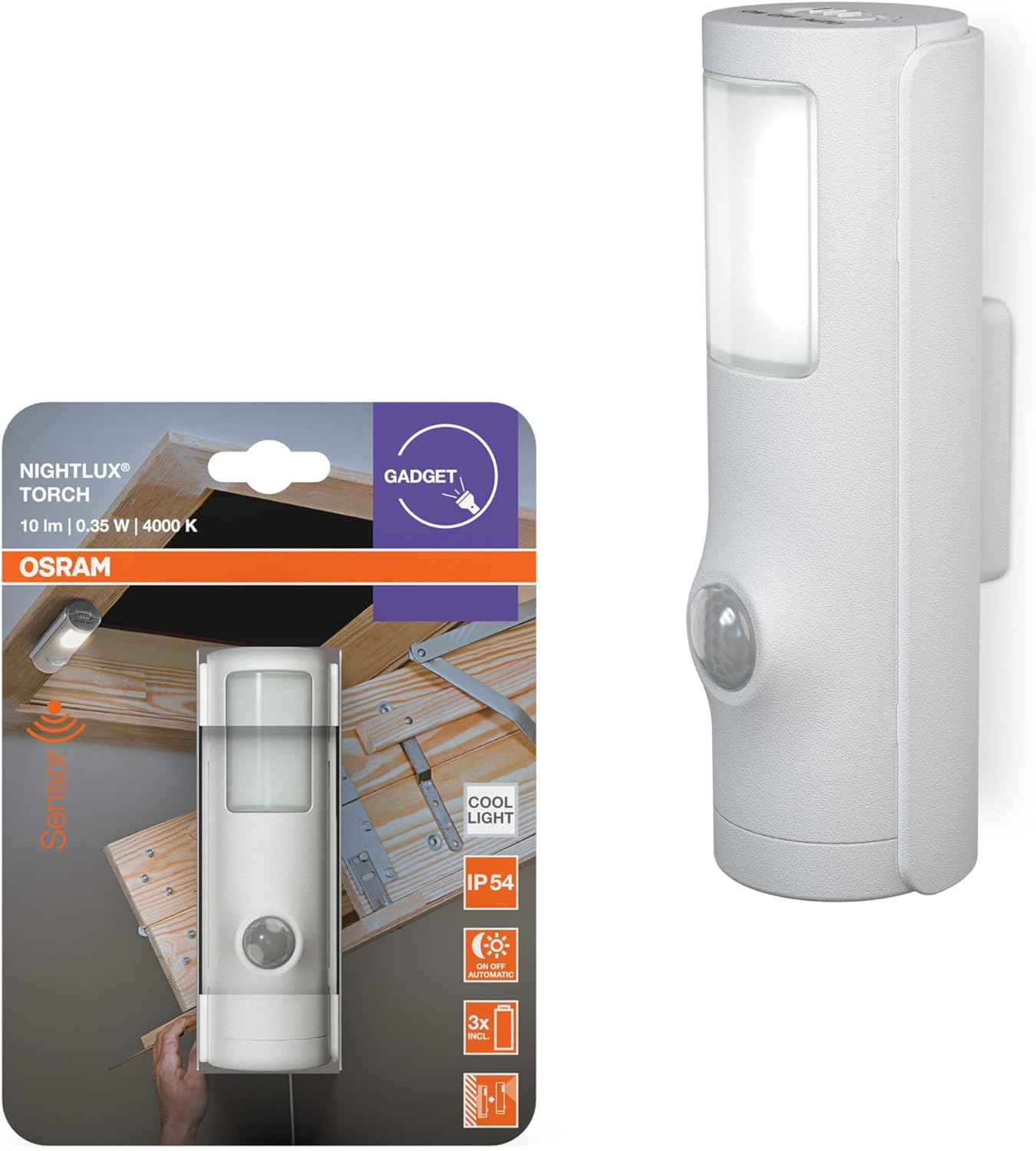 OSRAM Torch LED Night Light with Motion Sensor, White, 2-In-1 Torch Function, Light Sensor, Battery Operated, IP54 Splashproof image number 5