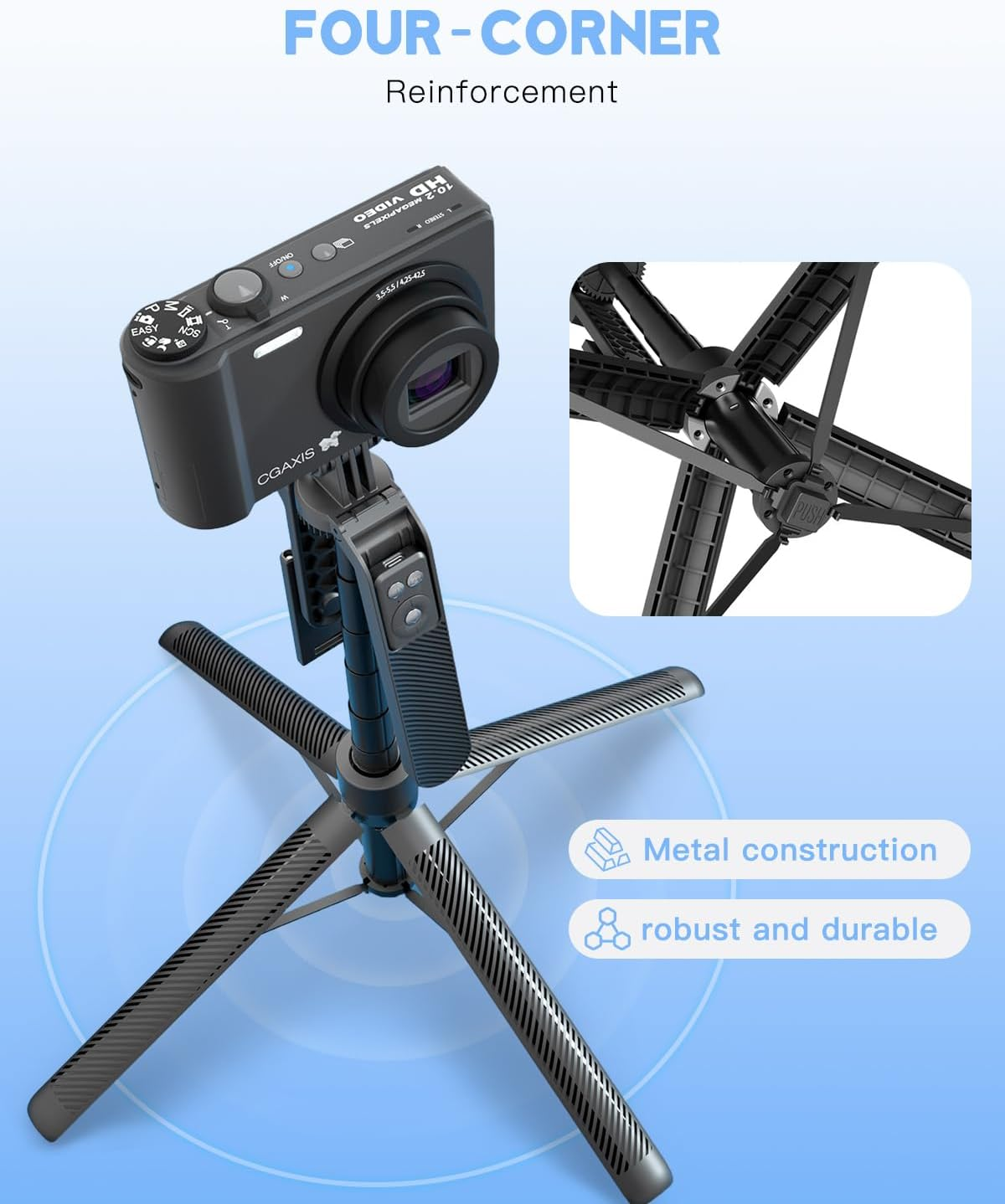 YLSD 70" Phone Selfie Stick Tripod with Remote, 360&deg; Stabilized Handheld Gimbal Tripod for Iphone/Android, Four-Corner Stability Extendable Camera Tripod for Live/Vlog/Photo
