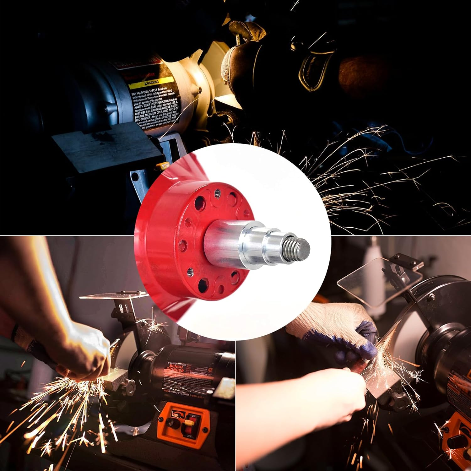 Reducing Bushing Arbor Adapters Fit for Bench Grinding Wheel or Sanding Wheel Arbor Hole 1" Thick from 1-1/4" to 1", 3/4", 5/8", 1/2" Arbor Aluminum image number 2