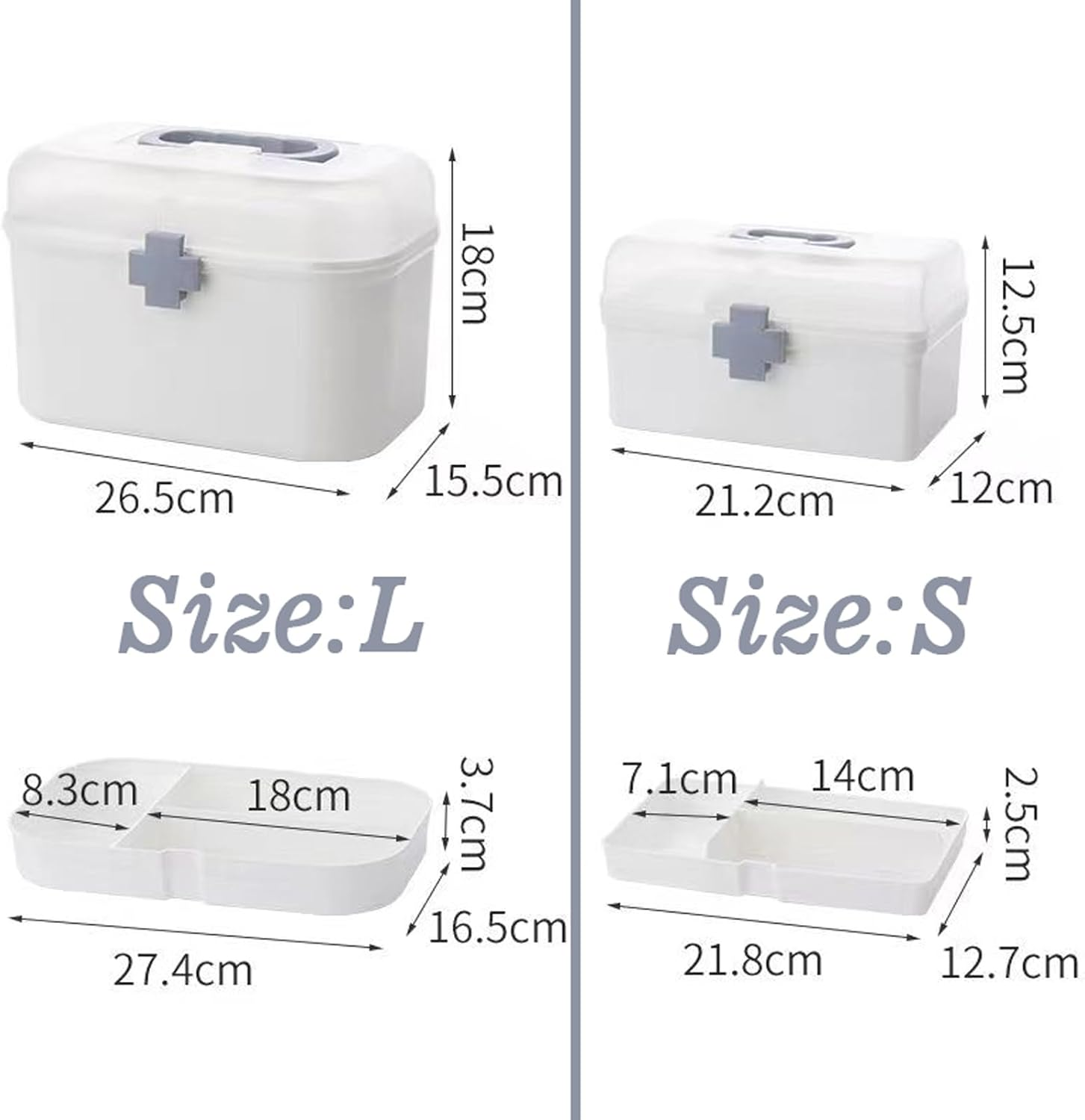 2 Layers Plastic First Aid Box with Portable Handle,Emergency Medicine Kit Case Organizer for Family,Empty Medicine Box for Home Large Capacity Medicine Storage Bins with Lid（12 * 12 * 21Cm） image number 1