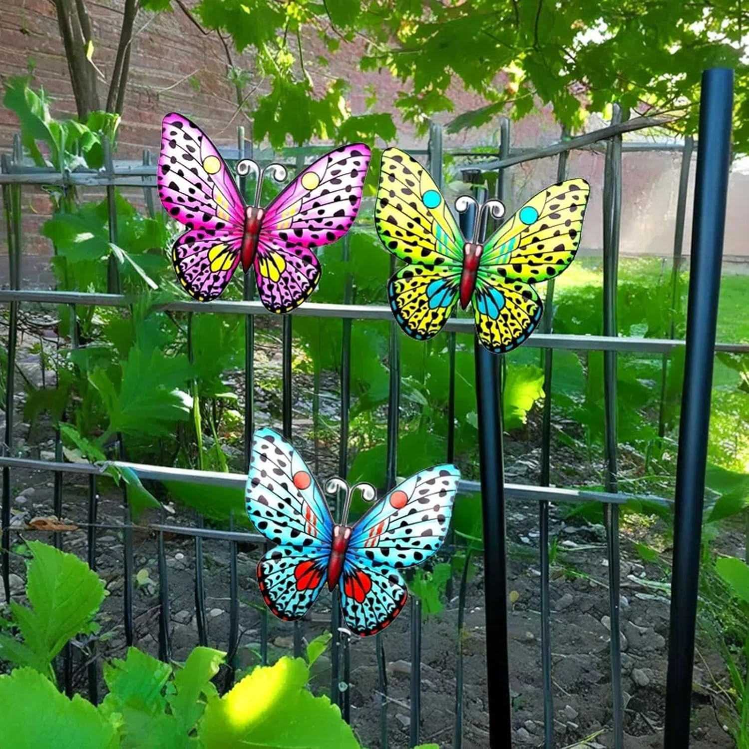 Metal Butterfly Wall Decor - 3 Pack Outdoor Hanging Butterflies for Garden, Patio, Yard - Wall Art Sculpture for Indoor/Outdoor image number 5