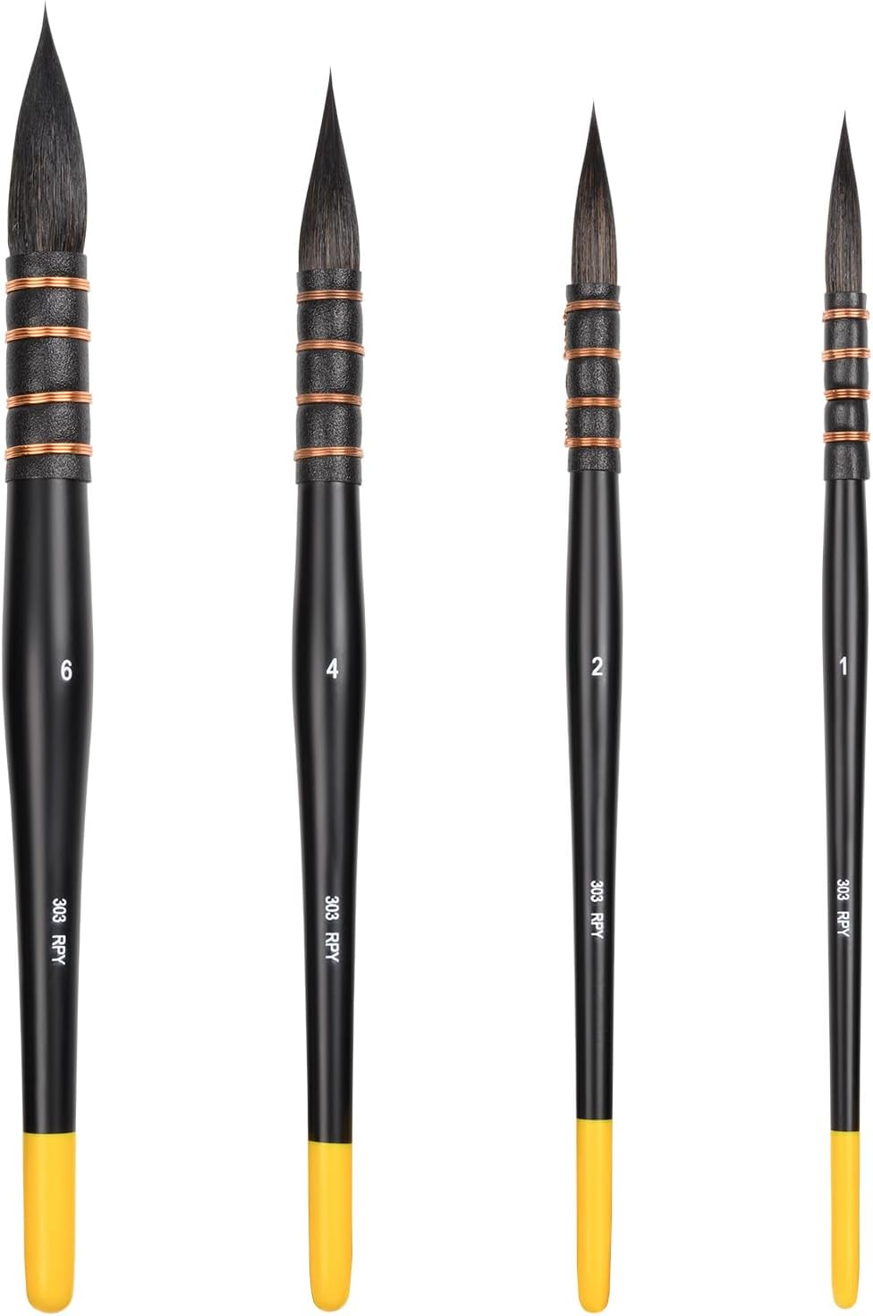 Lightwish Squirrel Watercolour Brushes Set, Paint Brushes Kit for Artists, Adults, and Hobbists, Pointed round Mop Brush for Watercolour Paint, Gouache,4 Pcs image number 6