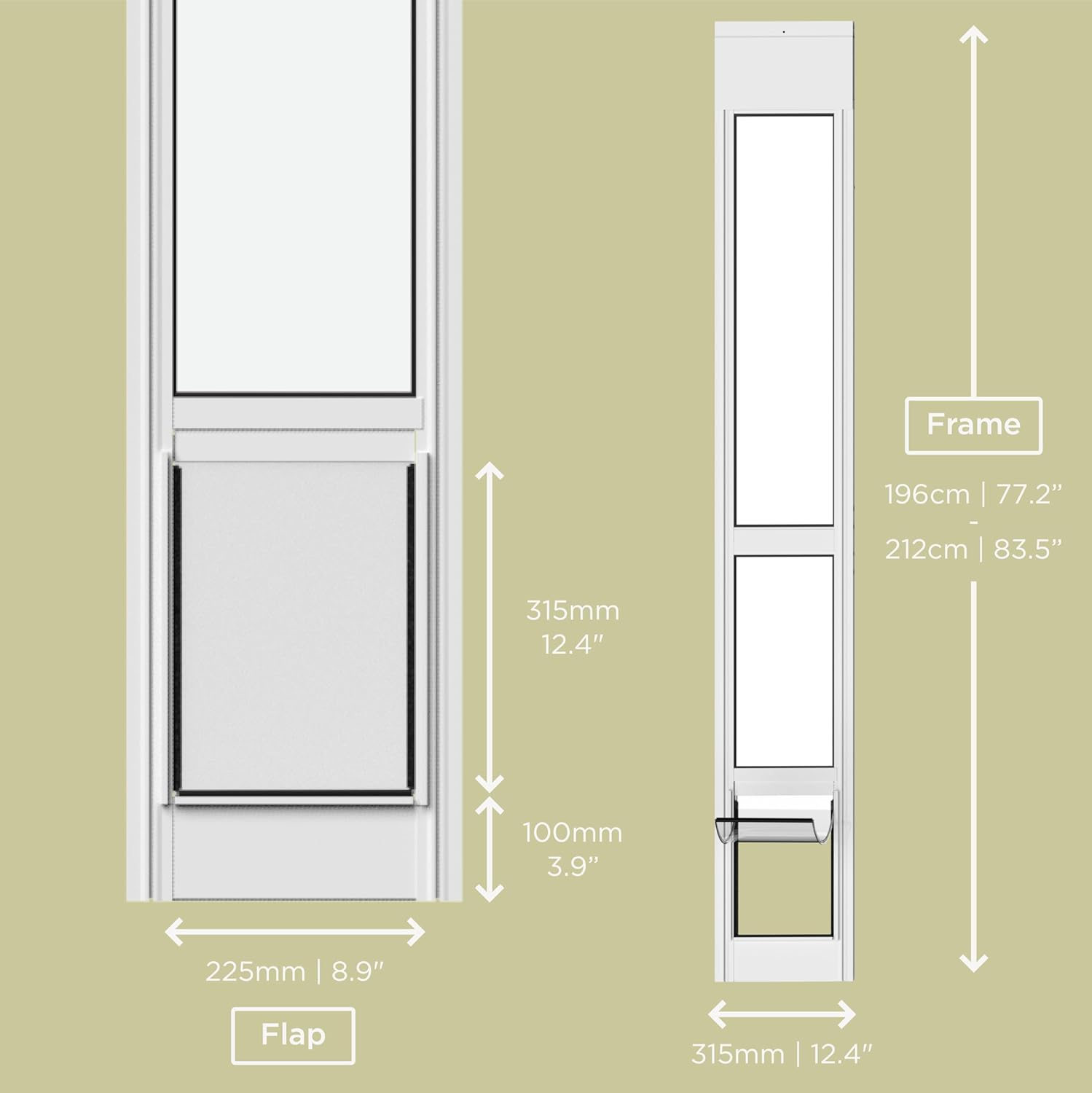 Medium White Glass Patio Pet Door image number 3