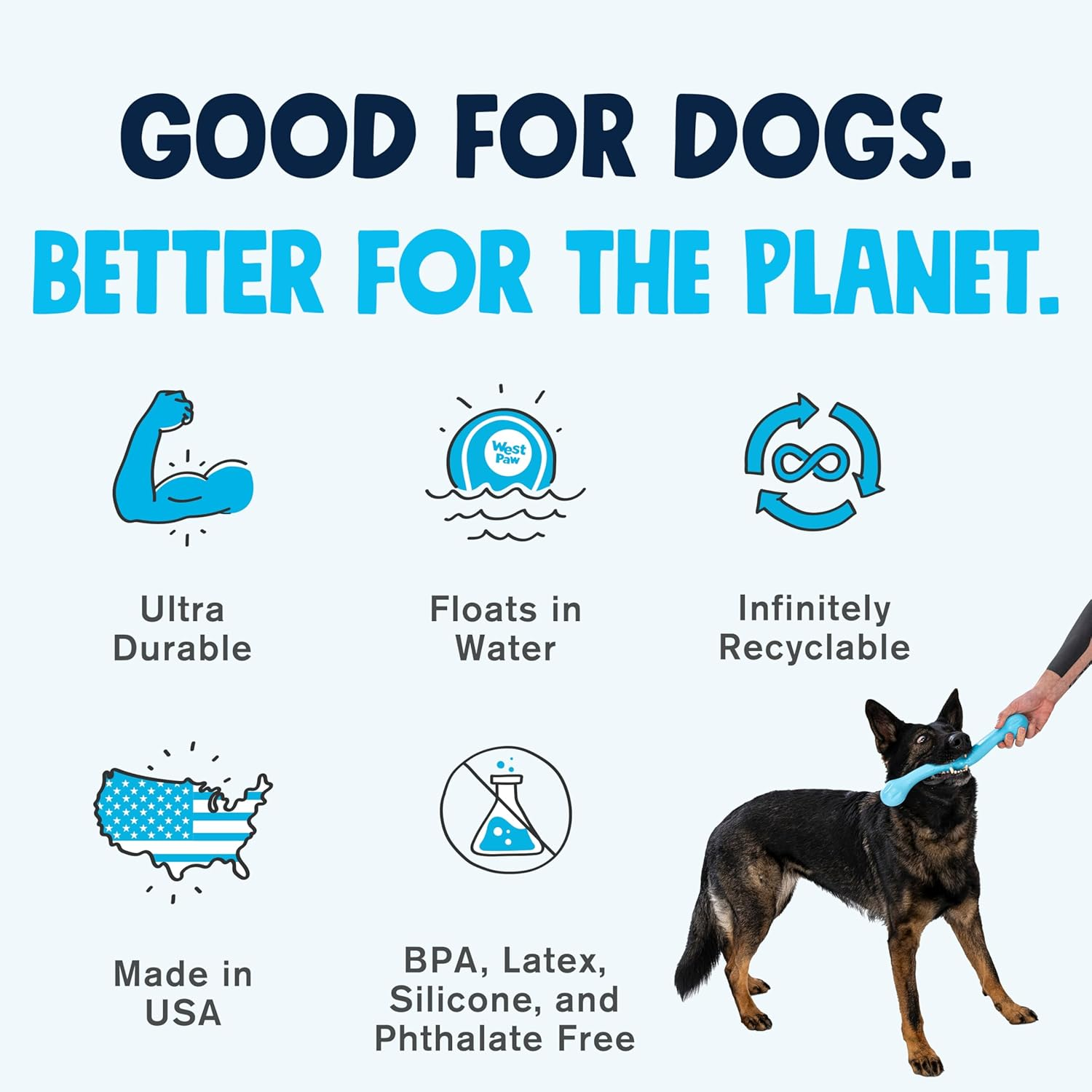 West Paw Zwig Squeezy Dog Stick Toy for Large Dogs with Zogoflex Echo, Made in USA, Jungle Green - Jungle Green image number 6