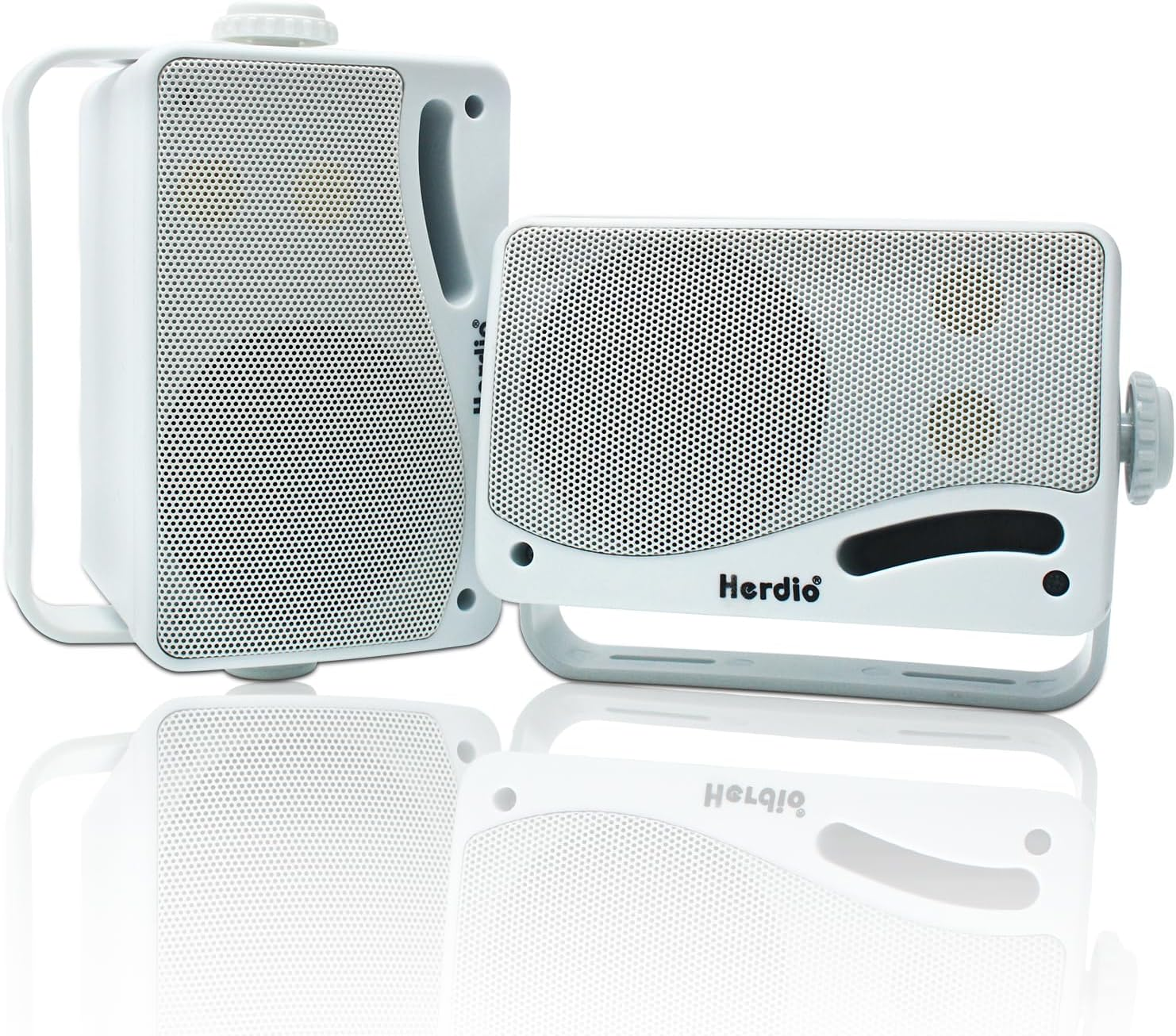 Herdio 3.5" Outdoor Bluetooth Speakers Waterproof, 200W 3 Way Upgrade Premium Wall Mount Speakers, Durable Mountable Loud Sound System for Patio Indoor Deck Garage (White Pair) image number 4