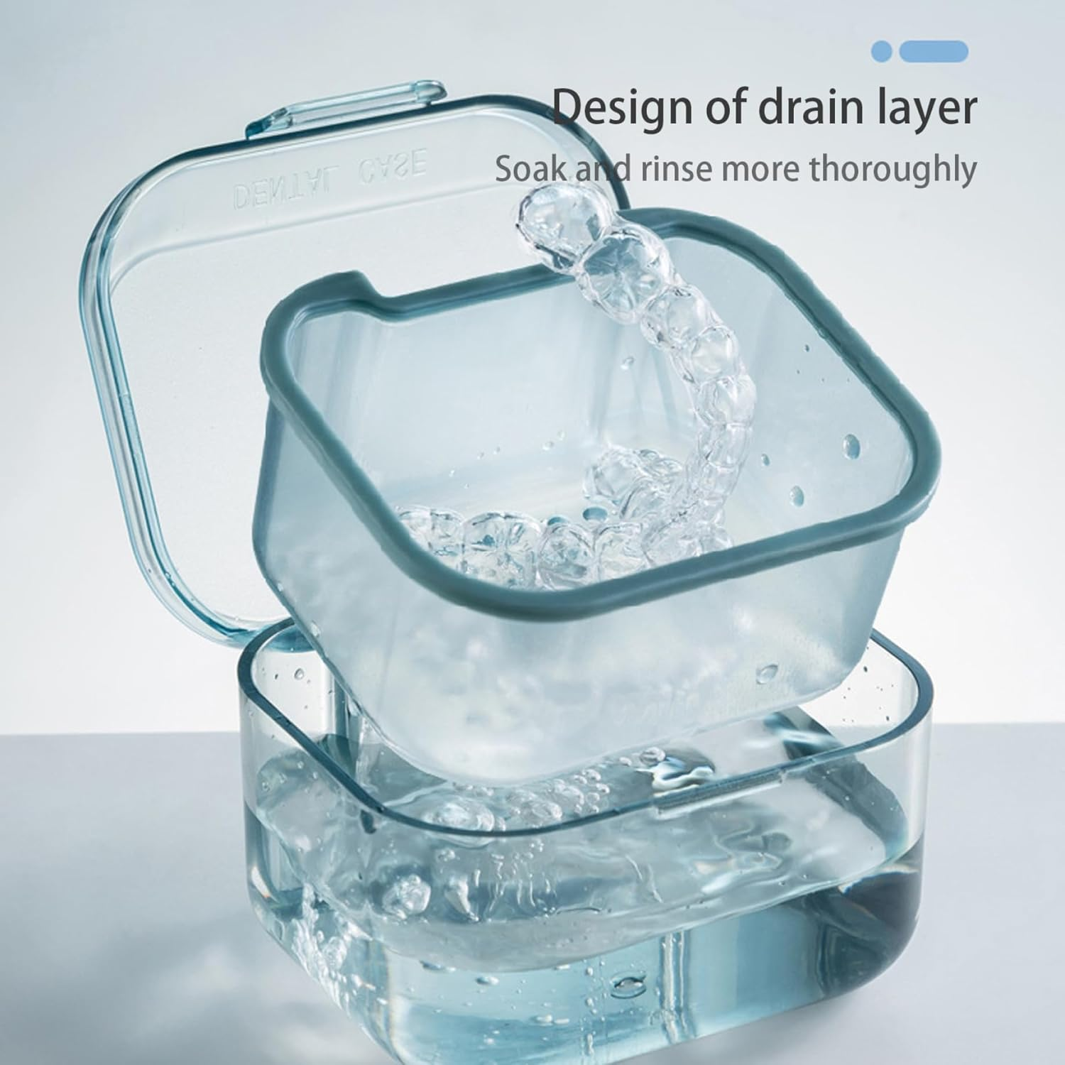 Retainer Case,Denture Box Portable Retainer Case Dentures Container Holder for Travel Retainer Cleaning Blue image number 3