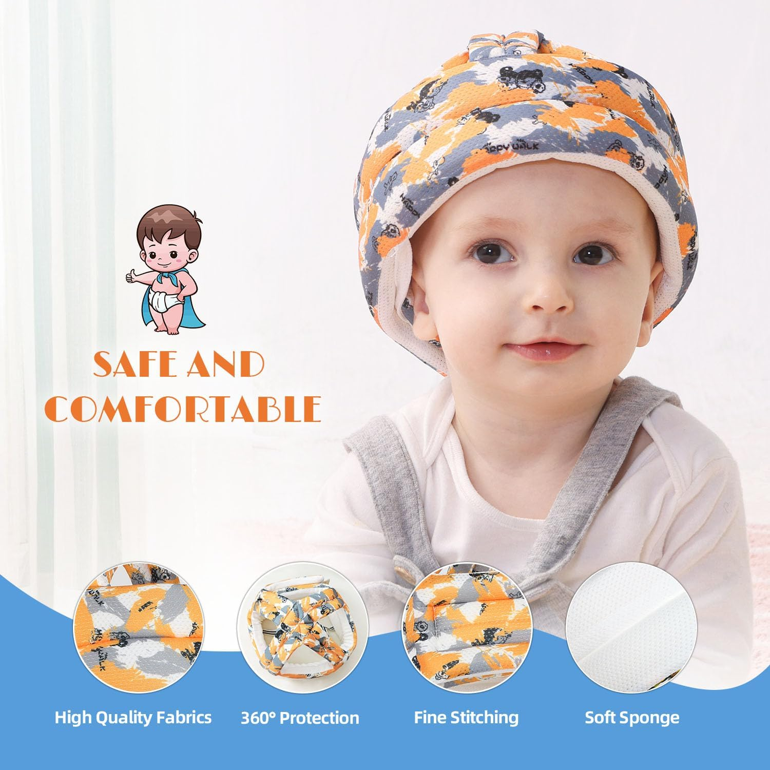 First Steps Helmet for Children from 6 to 36 Months, First Steps for Children, Newborns, Newborn - Blue Bear image number 7