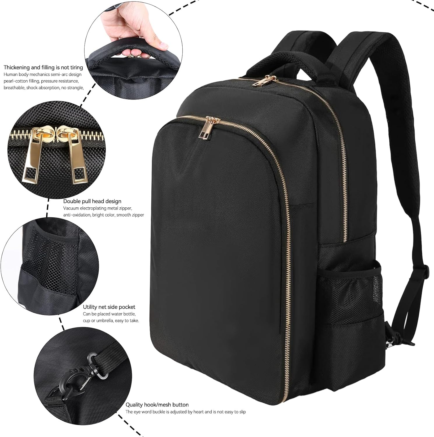 AIHOPESTO Barber Travel Backpack (Black, 17.7 X 12.6 X 7.5 Inches), Air Cushion Design, Waterproof, High Capacity for Clippers and Supplies, Black, 17.7" X 12.6"X 7.5", Backpack,Travel