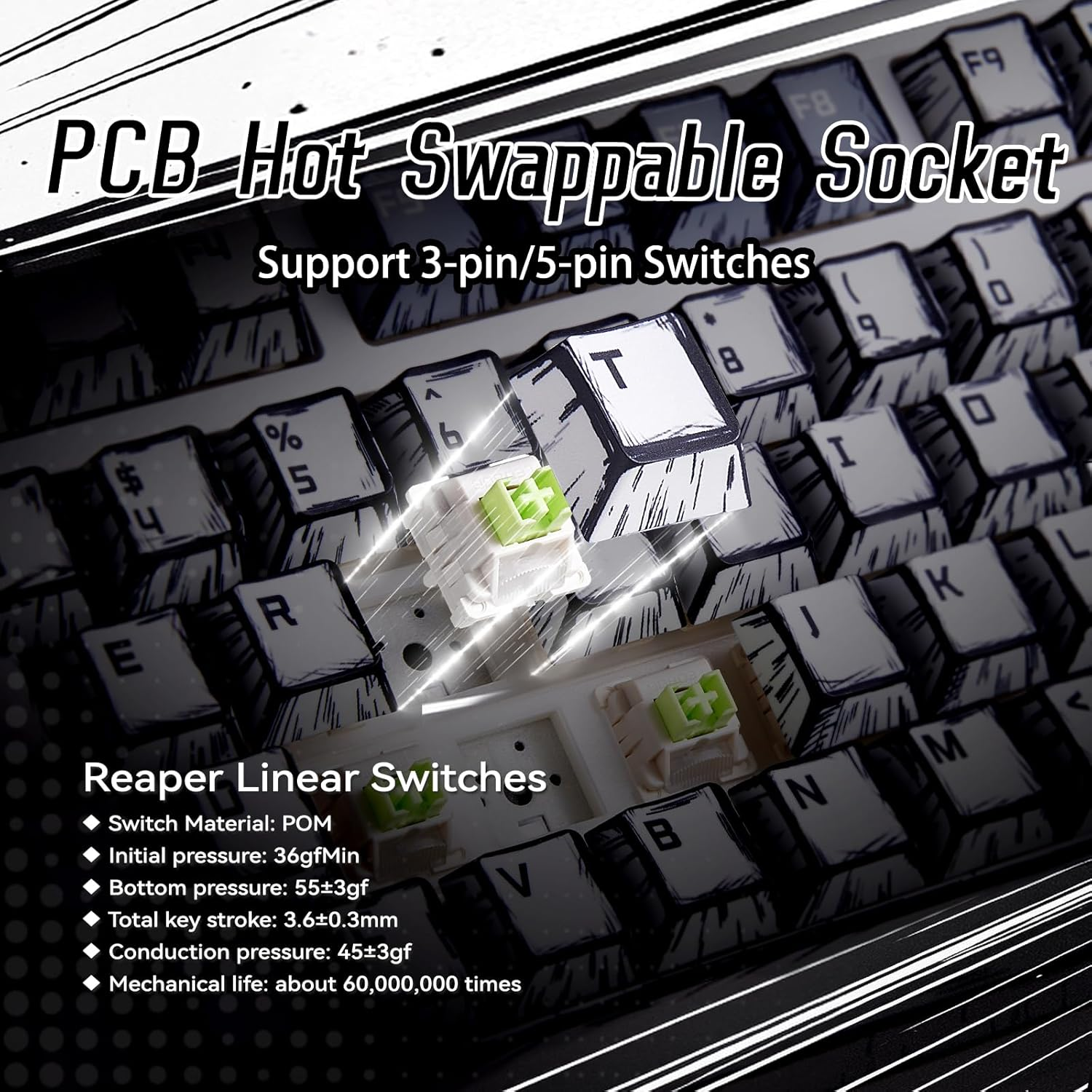 Aula F75 Wireless Mechanical Keyboard,Creamy Keyboard with RGB Backlit Hot Swappable, 81 Keys 75% Layout Gaming Keyboard, Bluetooth/2.4Ghz/Type-C, Creamy Sounding-Gradient Grey image number 6