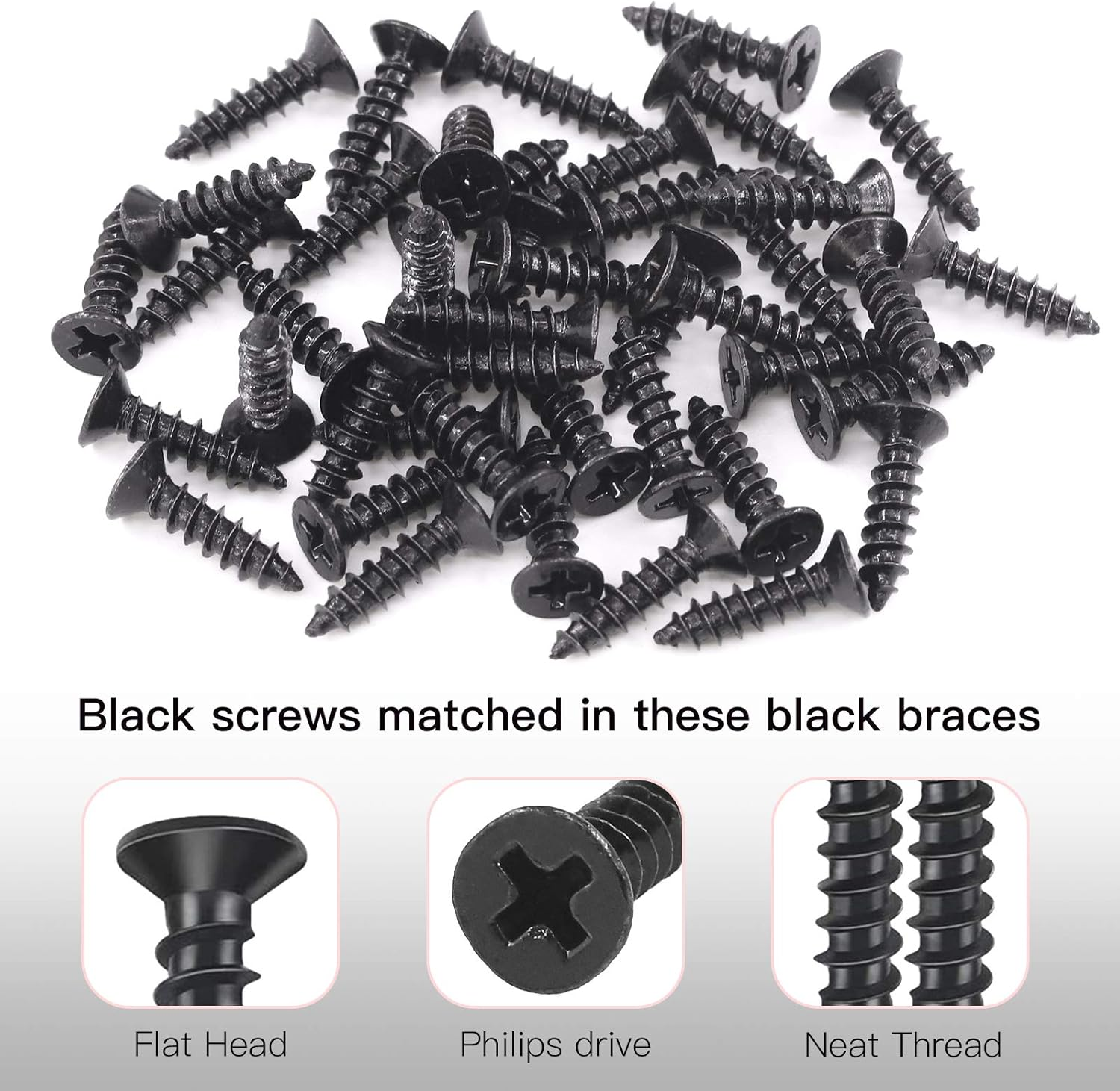 Hilitchi Straight Bracket Stainless Steel Black Straight Corner Braces Straight Flat Brace Mending Repair Flat Plates with Screw (60Mm, 20 Pack) image number 4