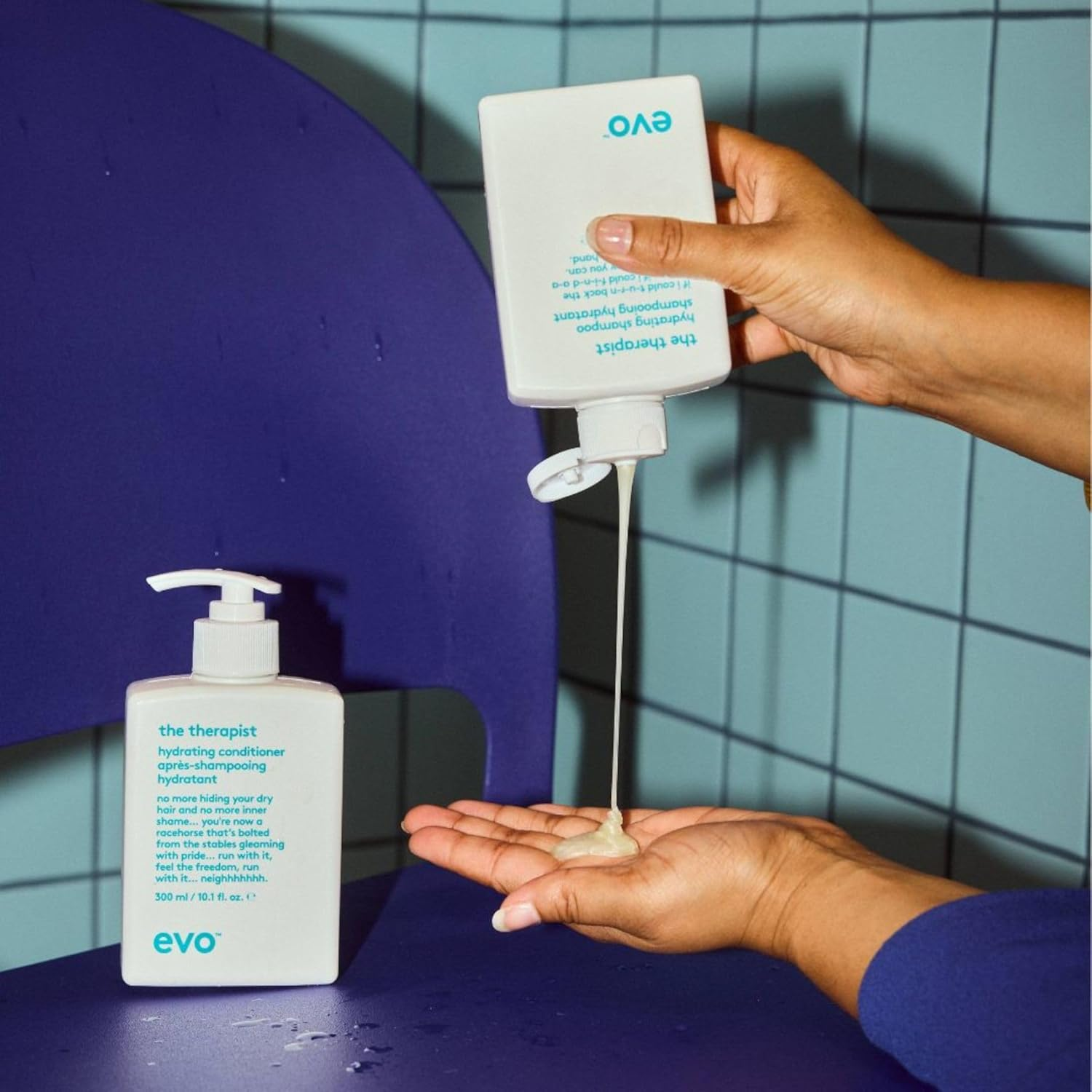 Evo the Therapist Hydrating Shampoo & Conditioner - Hydrates, Strengthen and Softens Whilst Improving Shine - Protects Colour Treated Dry Hair, Helps to Detangle - 300Ml / 10.1Fl.Oz image number 3