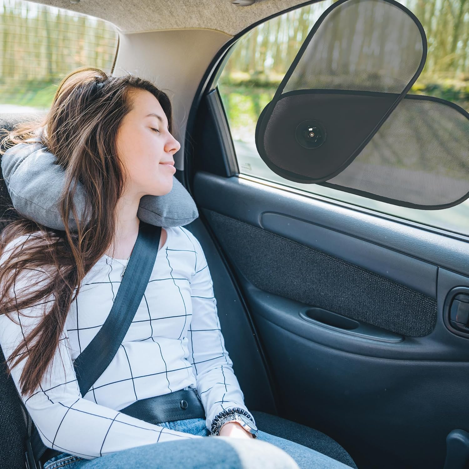 2 Pack Rotatable Car Window Shade for Baby & Driver - Adjustable Mesh Sun Blocker with Easy Suction Cup Installation, Universal Fit for Side Windows & Windshield Sun Protection image number 2