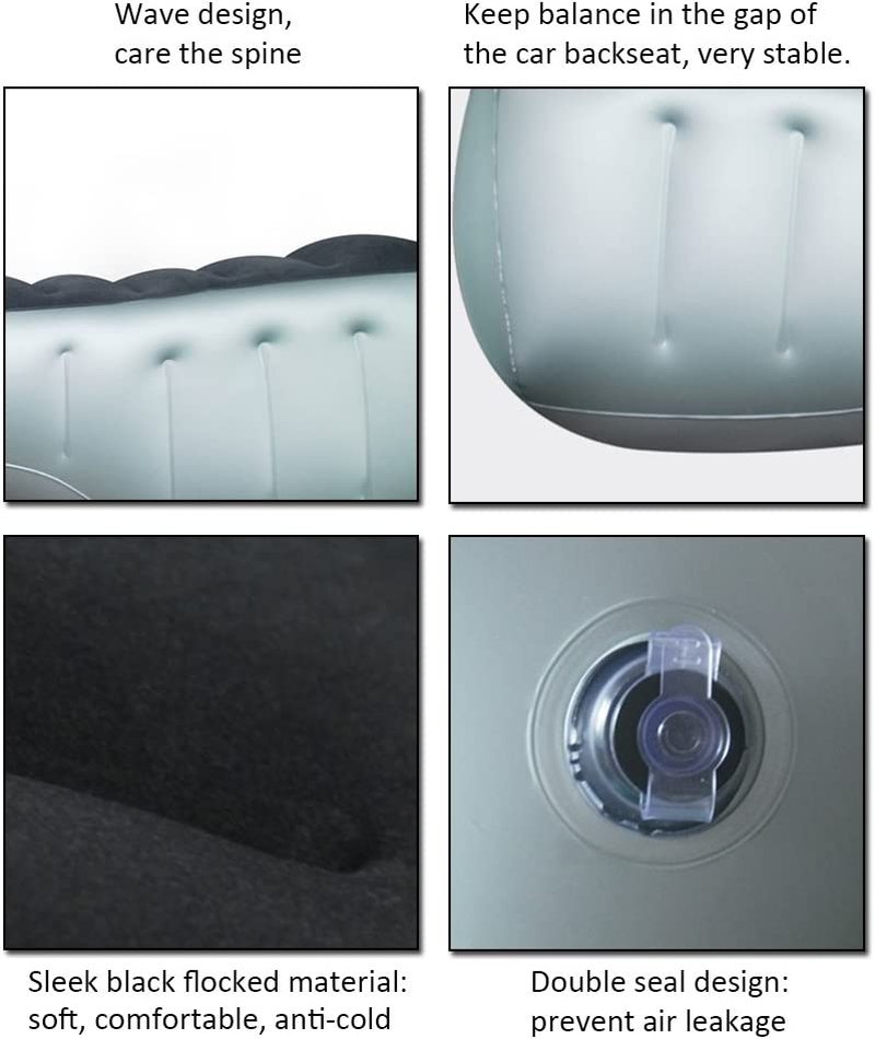 OGLAND Inflatable Car Air Travel Bed Mattress for Back Seat Gap Pad, 130&times;27&times;33 Cm Auto Accessories Inflation Bed without AIR Pump image number 4