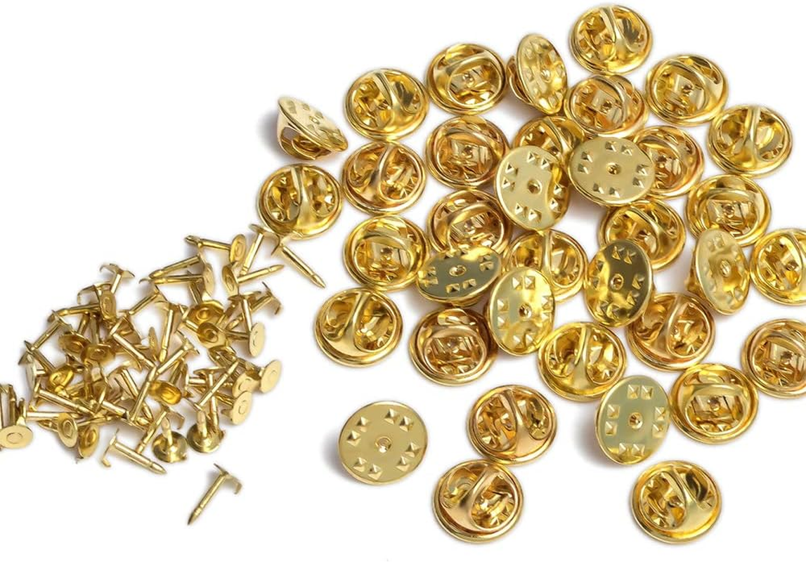 50 Butterfly Clutch Tie Tacks Pin Backs Replacement with Blank Pins AU (Gold) image number 1