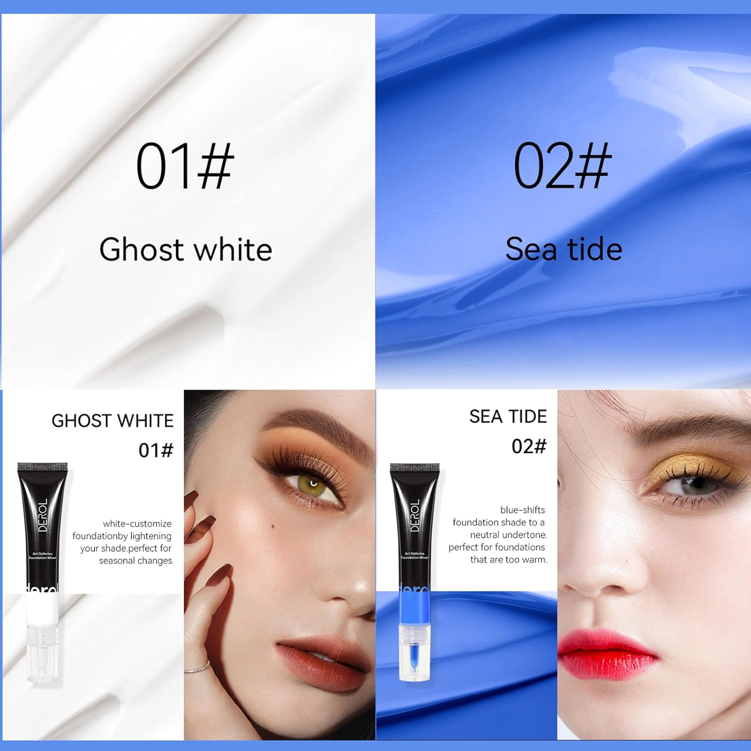 DAGEDA White Color Correct Foundation, Foundation Mixing Pigment for Adjusting Shade, Long Lasting Silky-Smooth Liquid Foundation, Light and Easy to Blend with Foundation, 0.67Oz image number 3