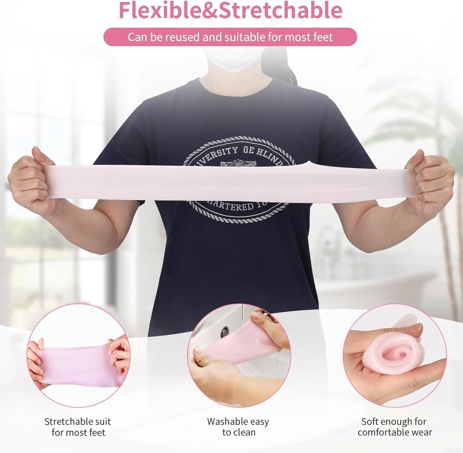 4 Pairs Silicone Moisturizing Foot Socks for Women - Cracked Heel Repair Socks with Anti-Slip Grip & Deep Hydration Gel, Reusable Spa Socks for Home Pedicure/Night Care,Tiktok-Viral Dry Skin Solution image number 6