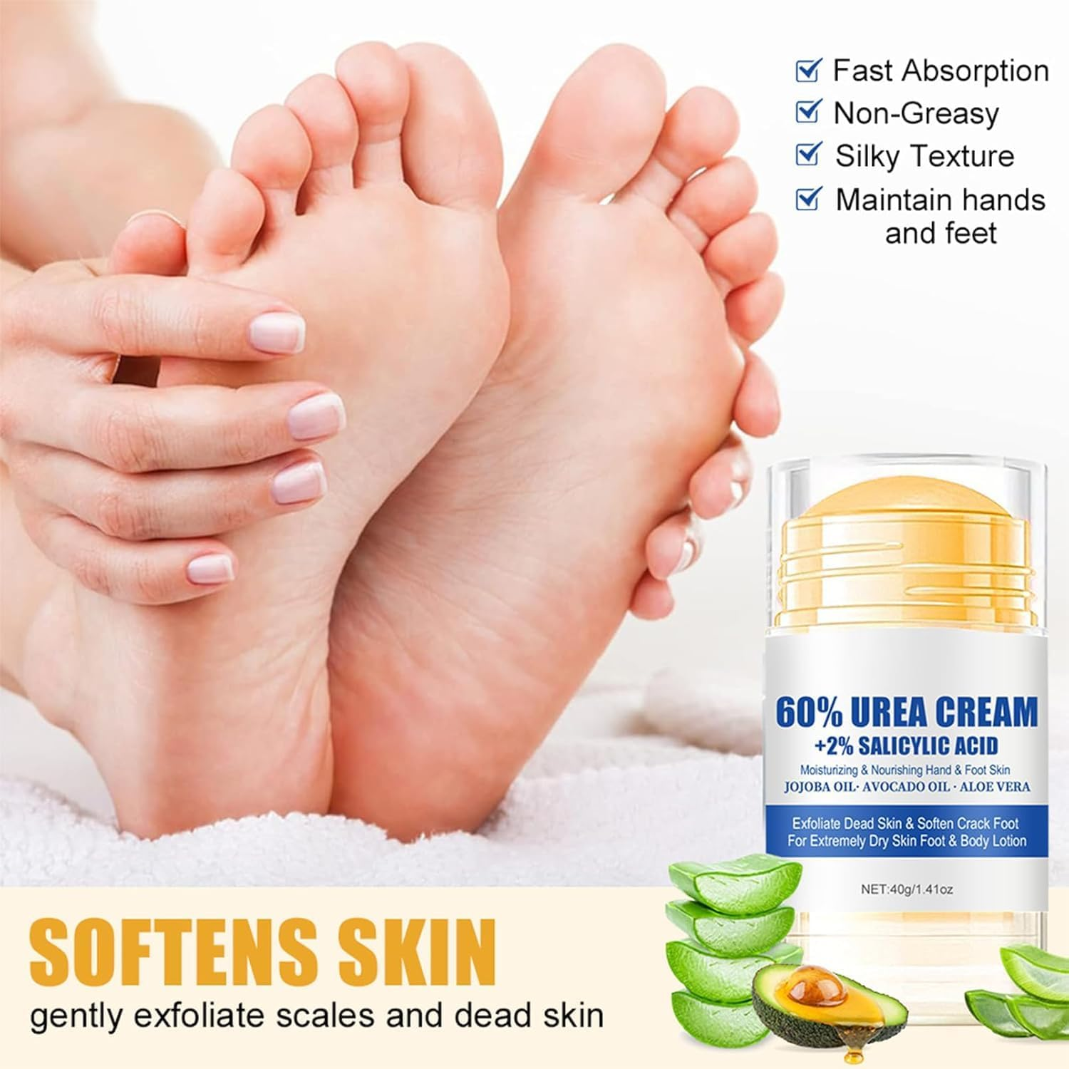 Anti-Cracking Cream, for Dry Cracked Feet and Hands, Prevent from Cracking, Make Your Feet Smooth and Soft, Deeply Moisturizing Foot Care Plant Squalane (Blue, 65G) - Blue image number 4